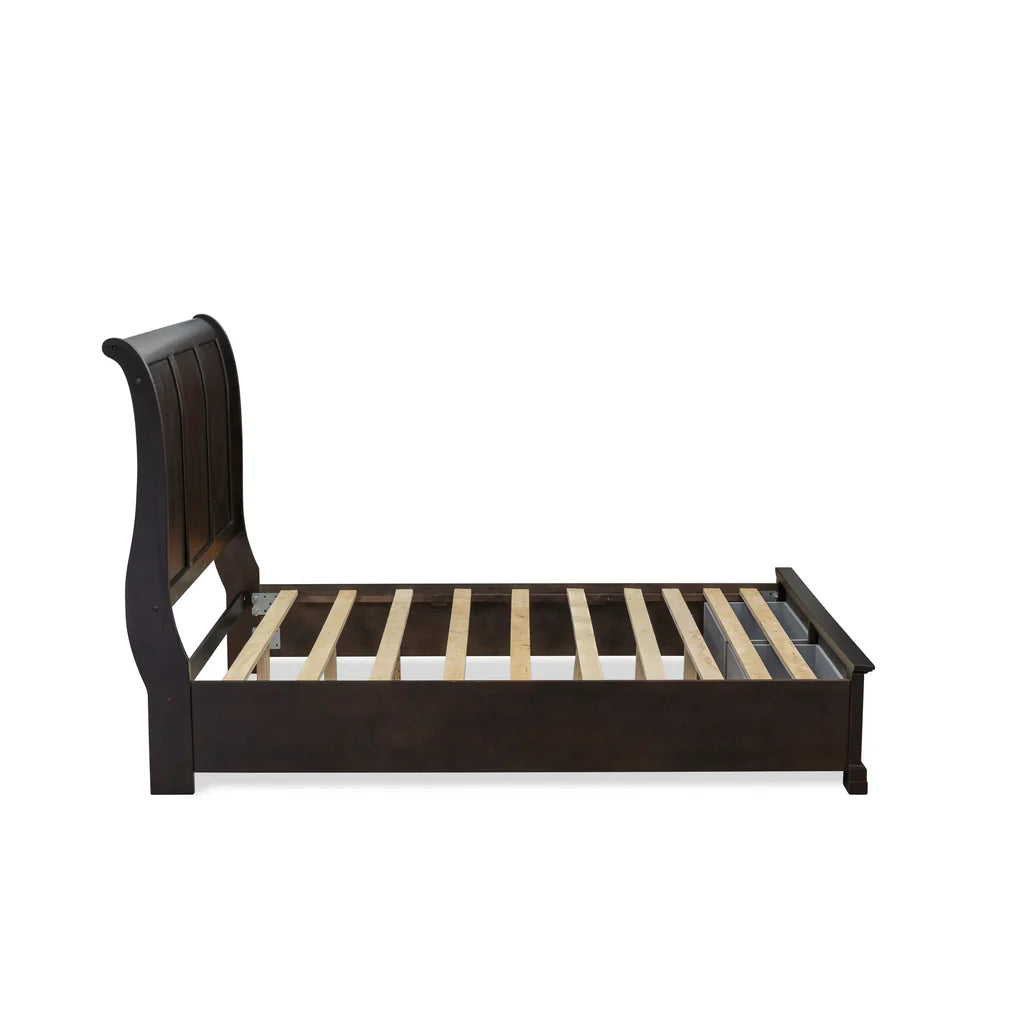 Quiston Cordova Queen Brown Engineered Wood Platform Bed – Wire Brushed Walnut with Storage