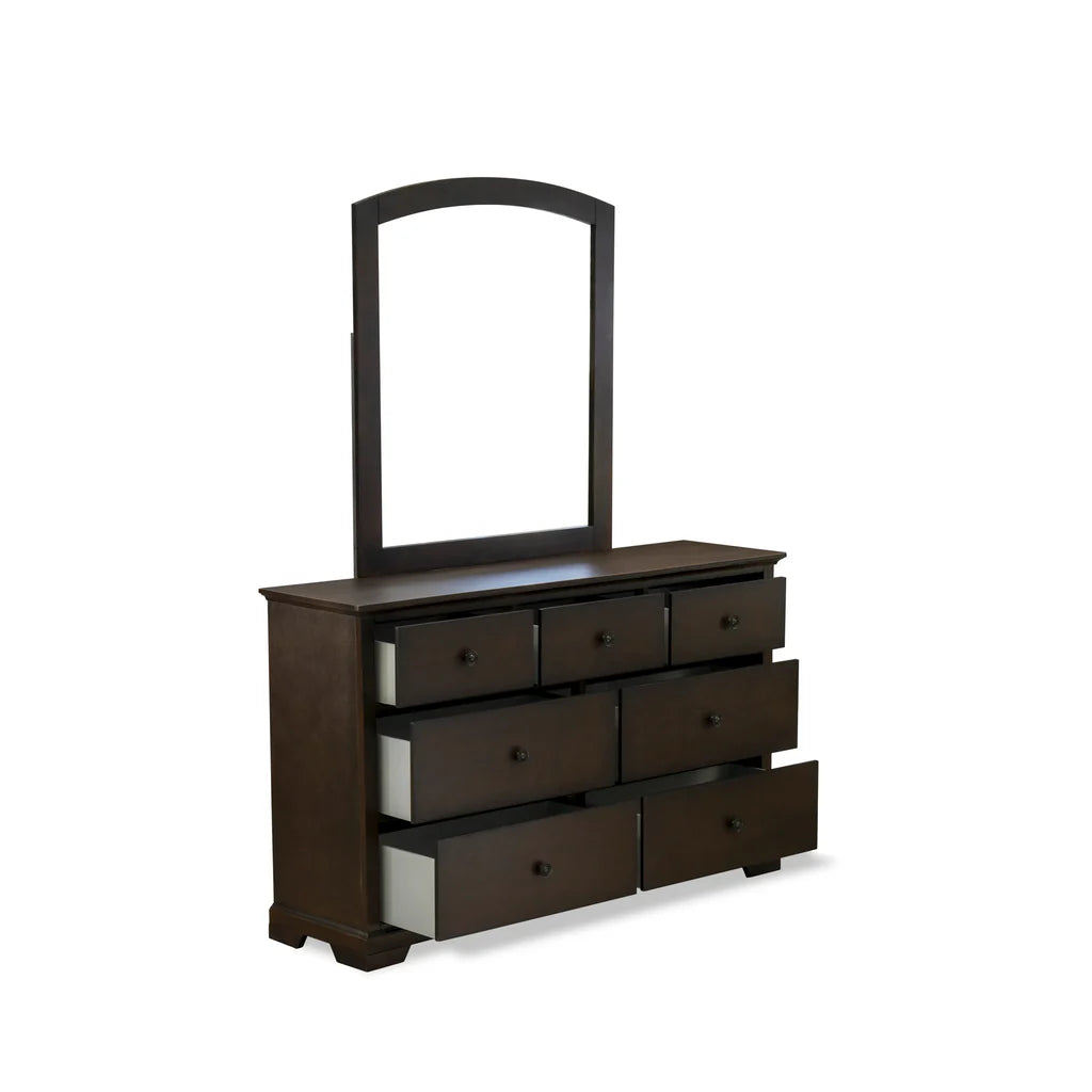 Salida Cordova Queen Wire Brushed Walnut Wood 3-Piece Bedroom Set – Mid Century Modern Platform Bed with Storage Drawers