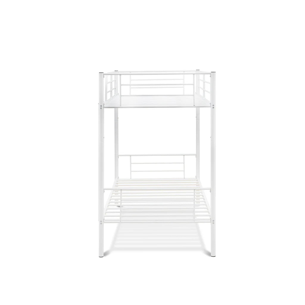 Wanda Danbury Twin Bunk Bed White Powder Coated Metal – Sleek & Durable Frame