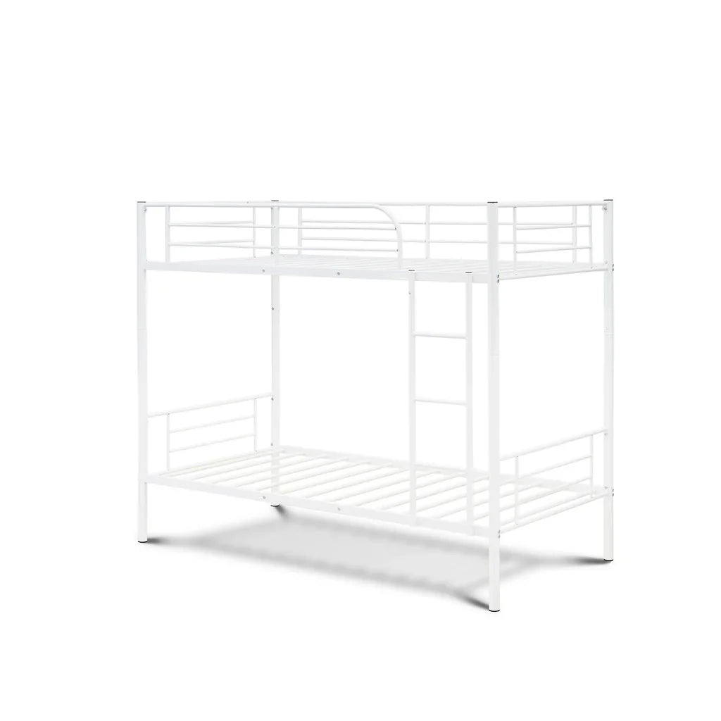 Wanda Danbury Twin Bunk Bed White Powder Coated Metal Sleek & Durable Frame