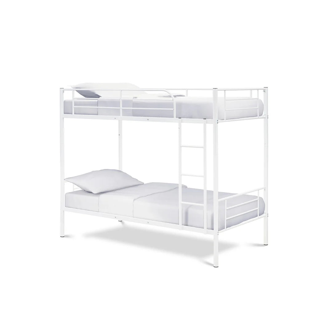 Wanda Danbury Twin Bunk Bed White Powder Coated Metal – Sleek & Durable Frame