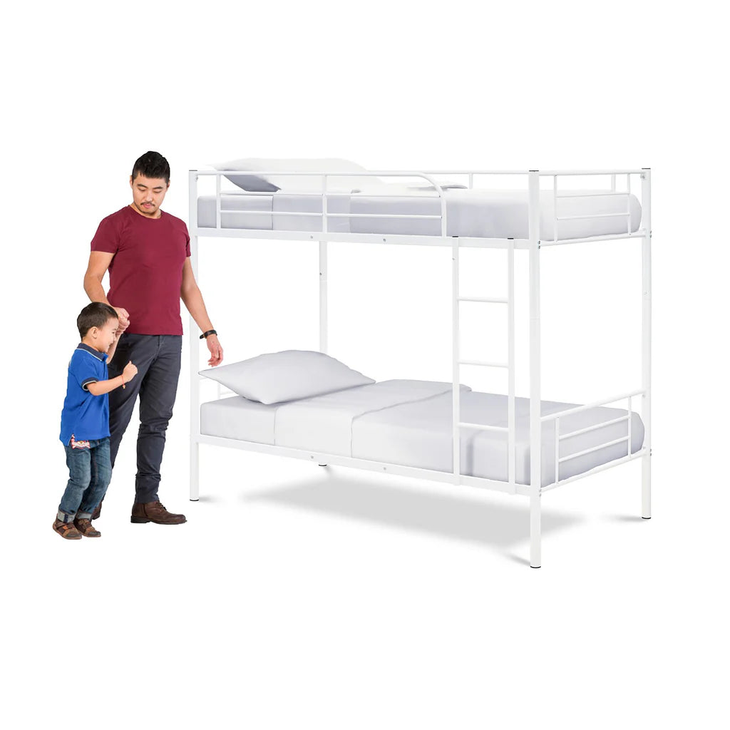 Wanda Danbury Twin Bunk Bed White Powder Coated Metal – Sleek & Durable Frame