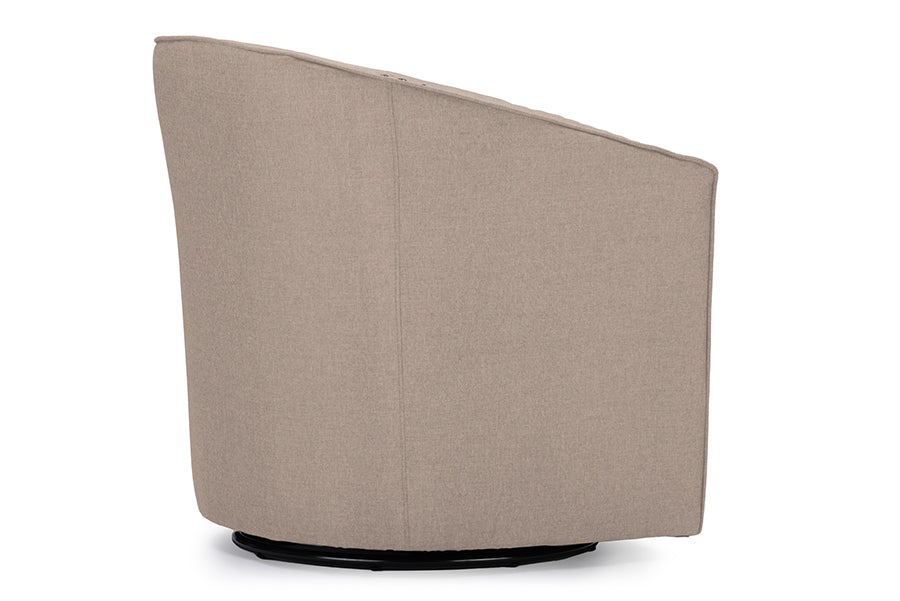 Porter Modern and Contemporary Classic Retro Beige Fabric Upholstered Swivel Tub Chair