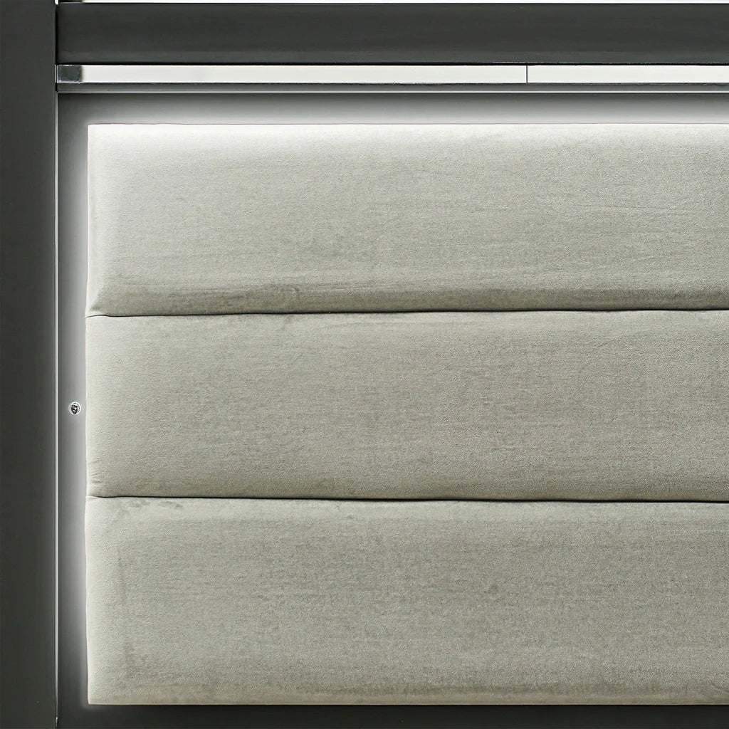 Zamira Denali Queen Brushed Gray Wood Bed Frame – Modern Low-Profile Platform Design