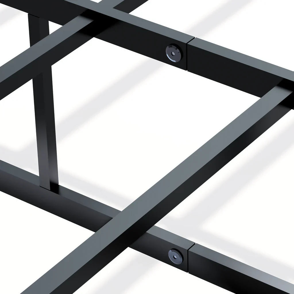 Nissa Dothan Full White Metal Bed Frame Modern Style with Sculpted Headboard & Footboard