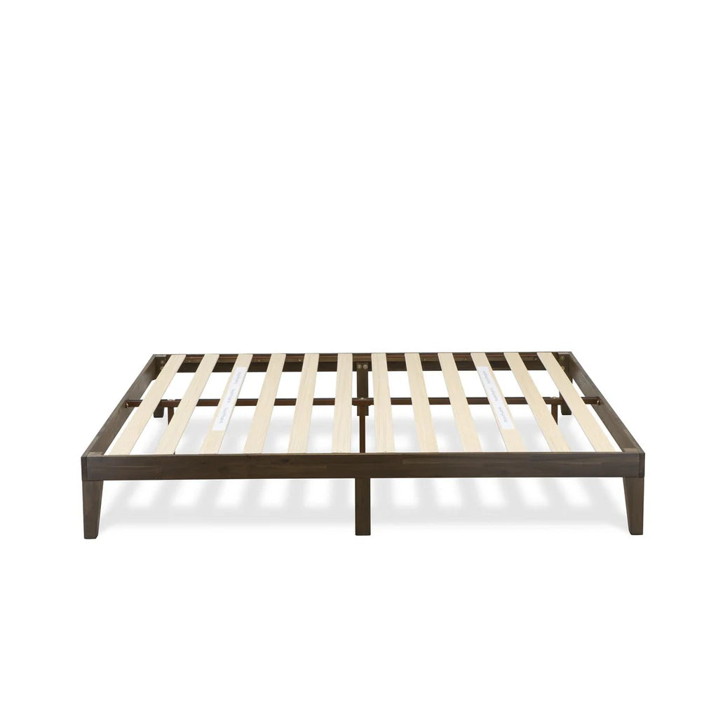 Wythlin East West Furniture King Walnut Engineered Wood Platform Bed – Modern Style with Footboard & Extra Center Support