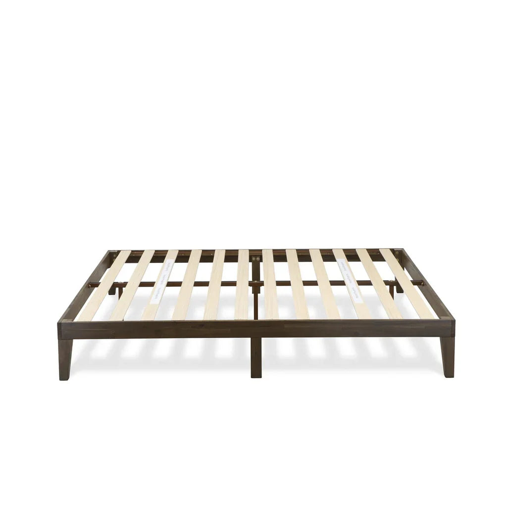 Wythlin East West Furniture King Walnut Engineered Wood Platform Bed Modern Style with Footboard & Extra Center Support