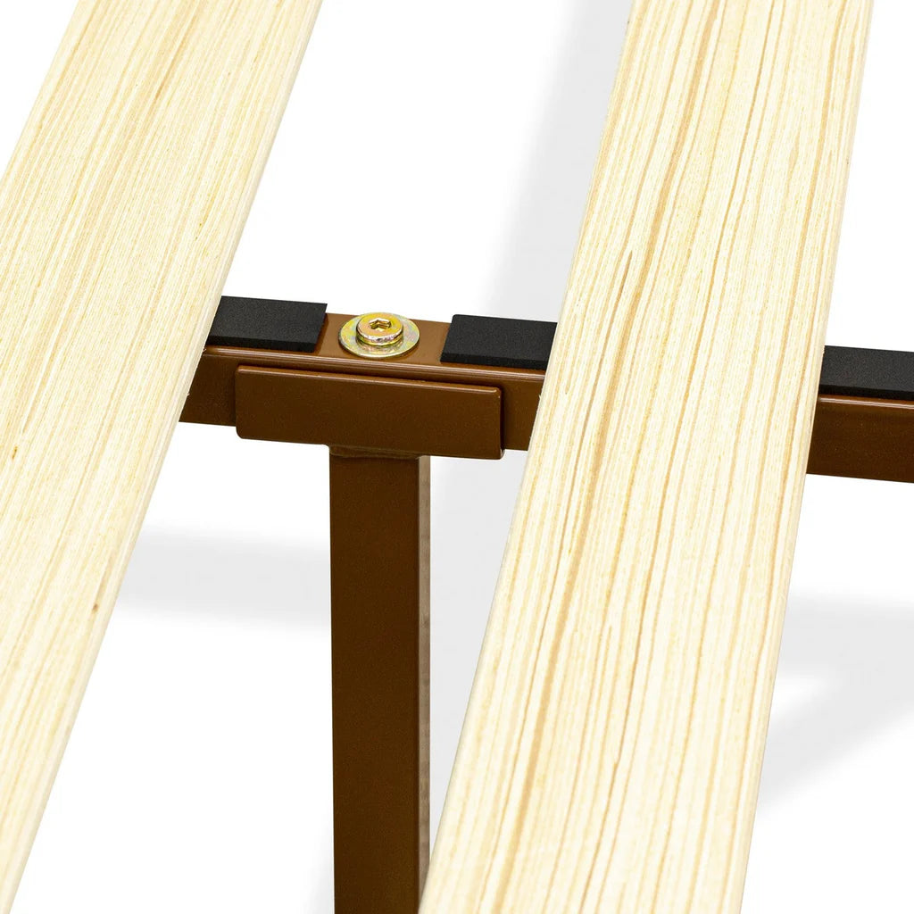 Otaki East West Queen Walnut Wood Panel Platform Bed - No Box Spring Required with Storage Space