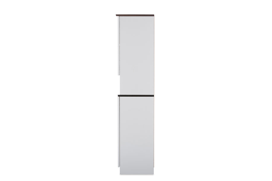 Lauren Modern and Contemporary Two-tone White and Dark Brown Buffet and Hutch Kitchen Cabinet