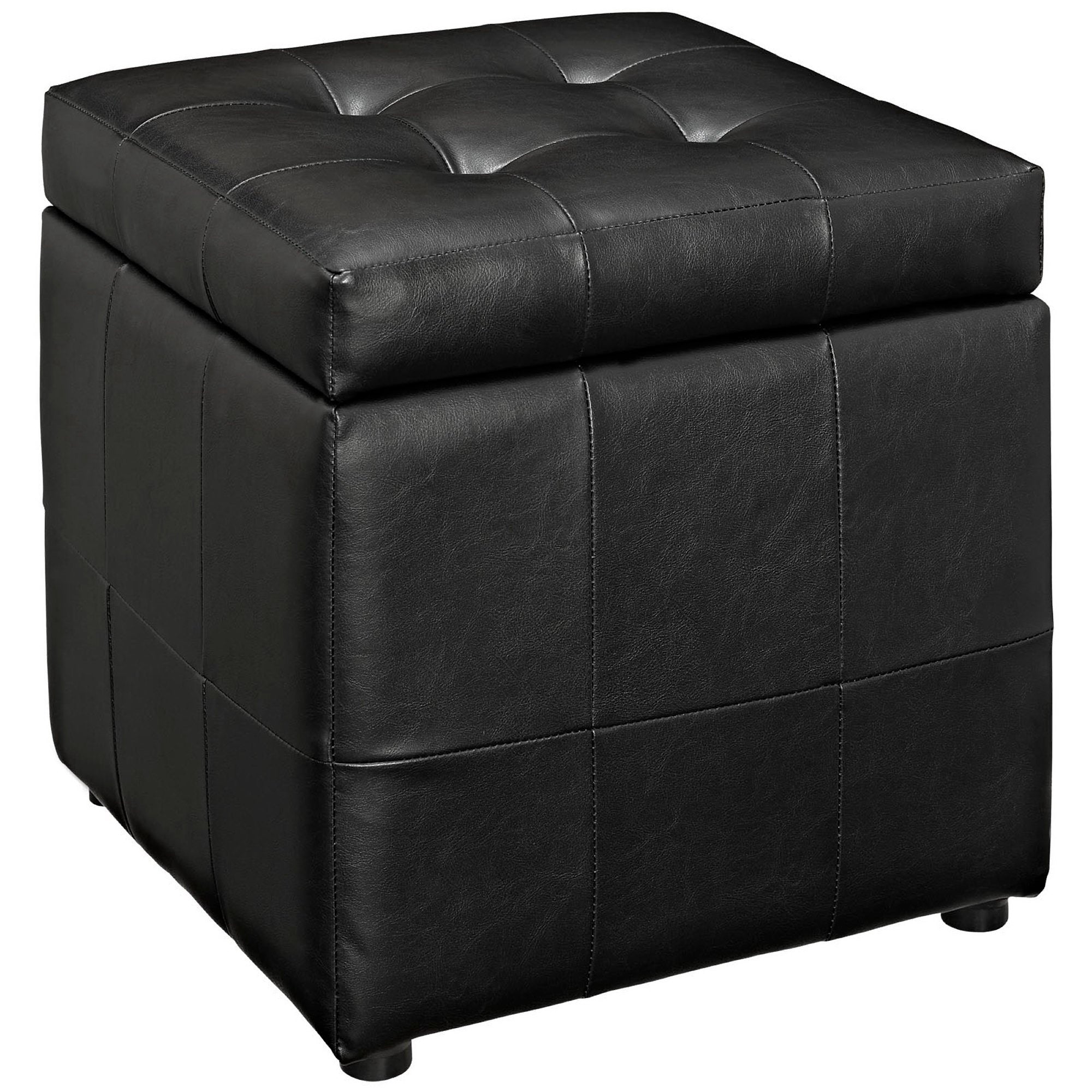 Volt Storage Upholstered Vinyl Ottoman, Black