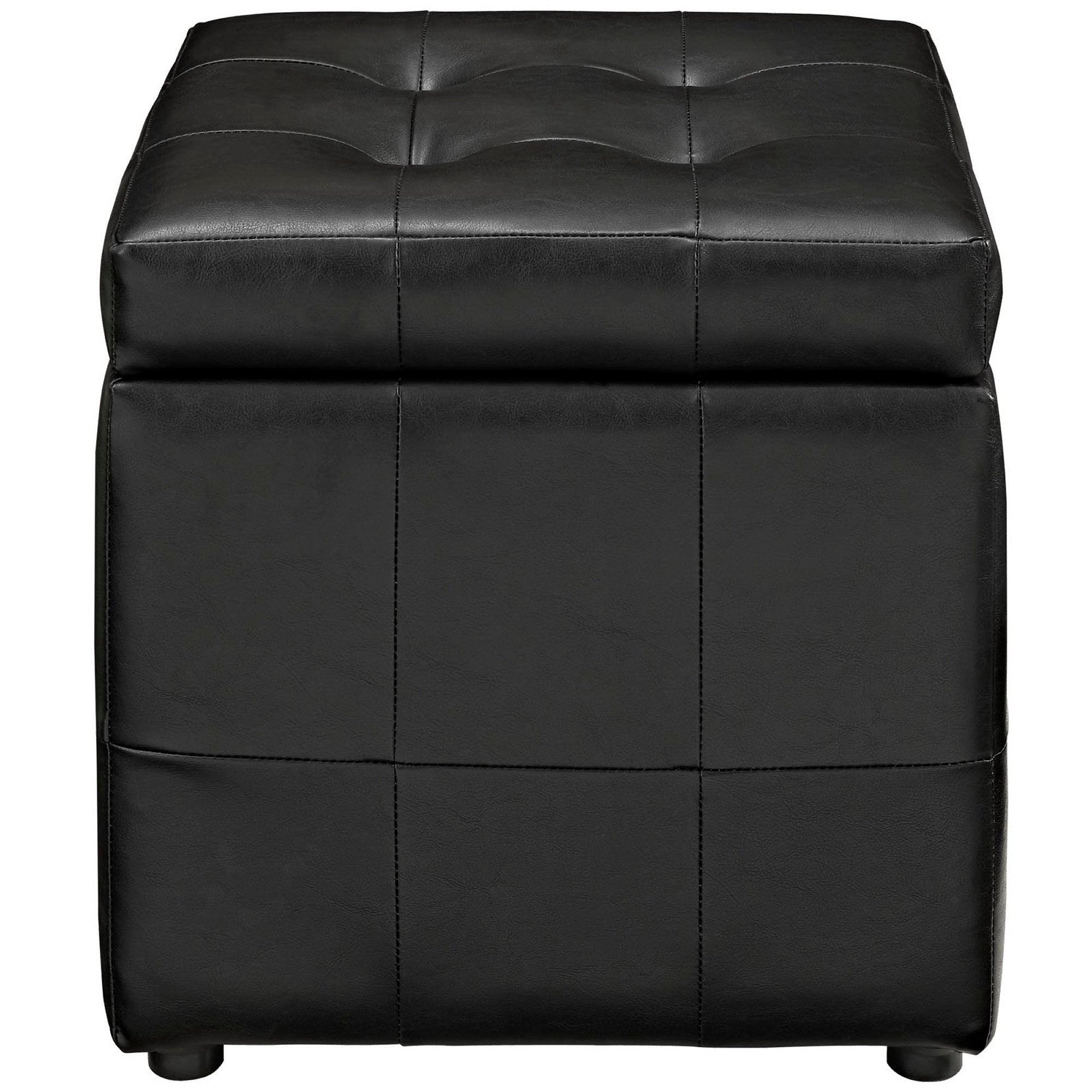 Volt Storage Upholstered Vinyl Ottoman, Black