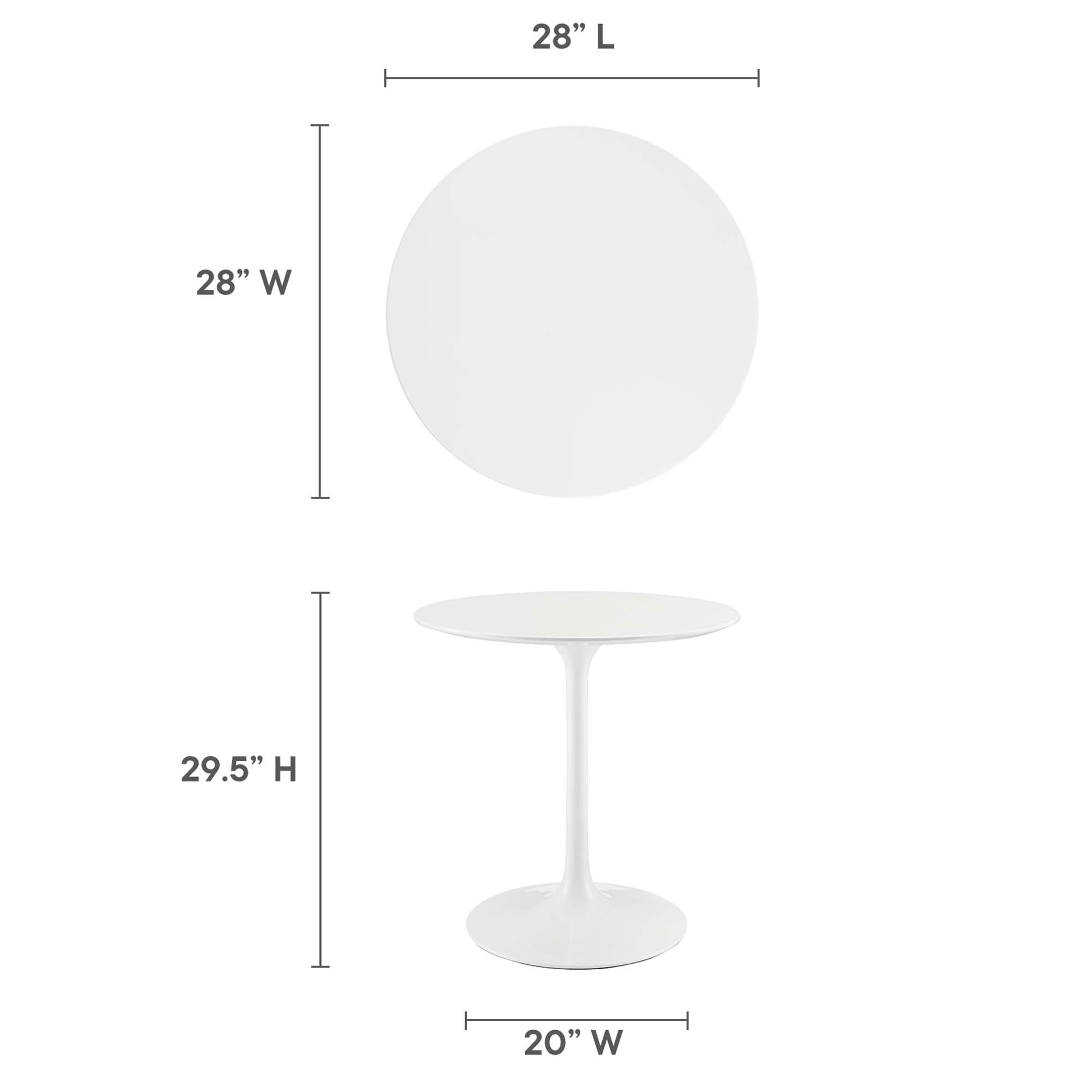 Lippa 28" Round Wood Dining Table, White