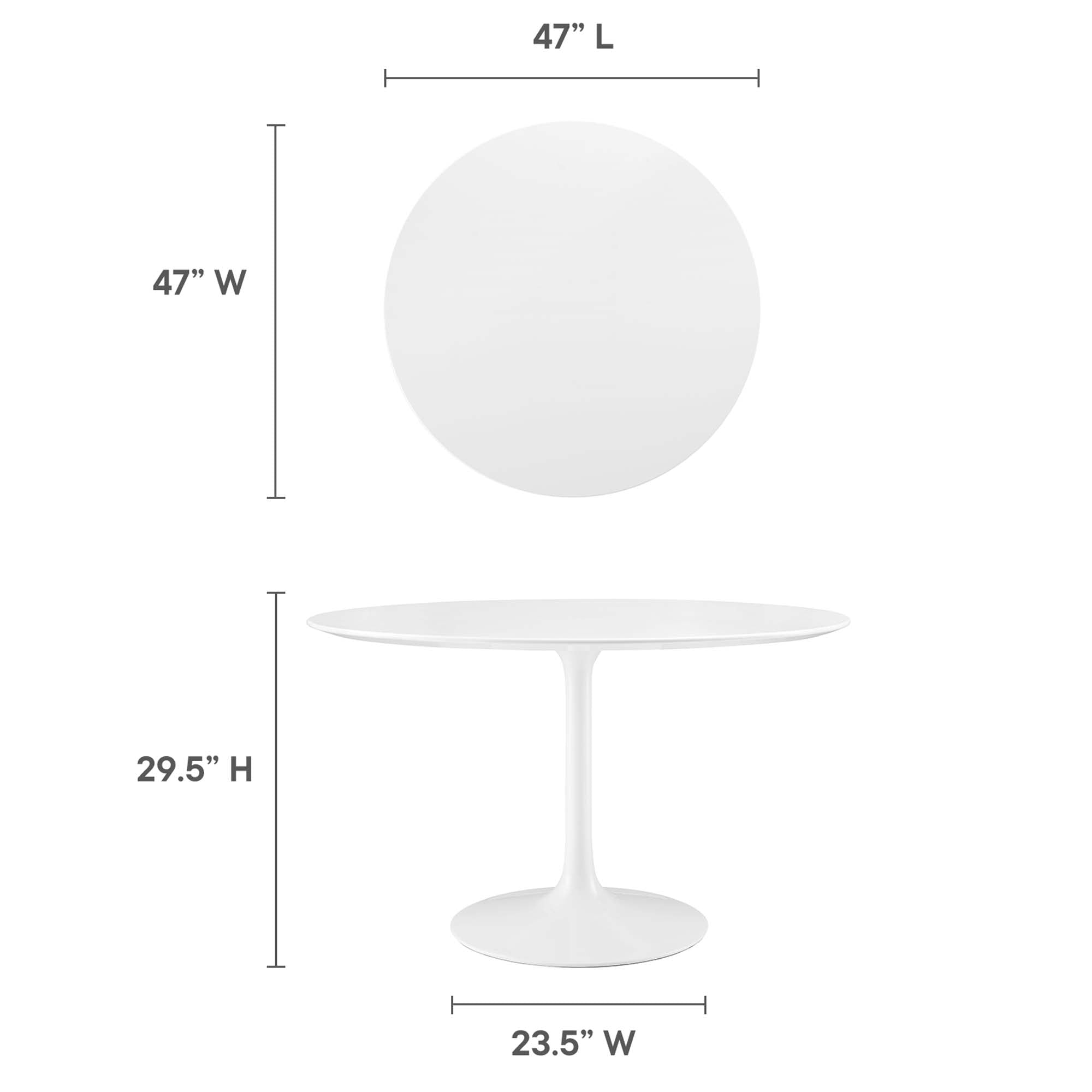 Lippa 48" Round Wood Dining Table, White