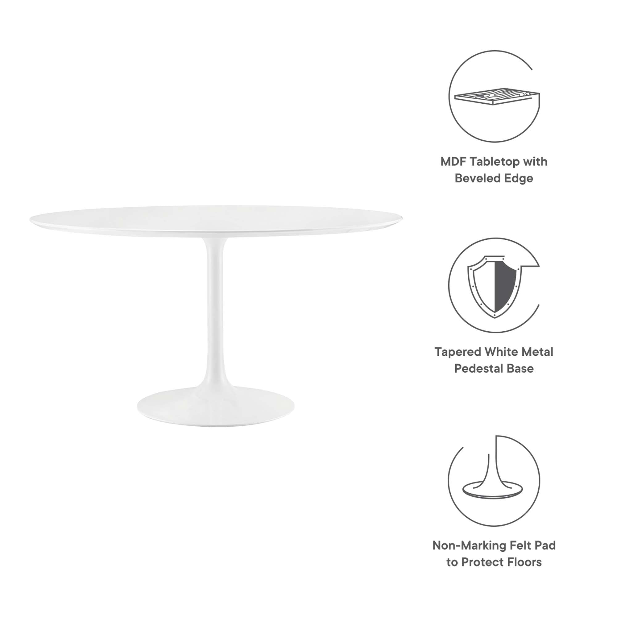 Lippa 54" Round Wood Dining Table, White
