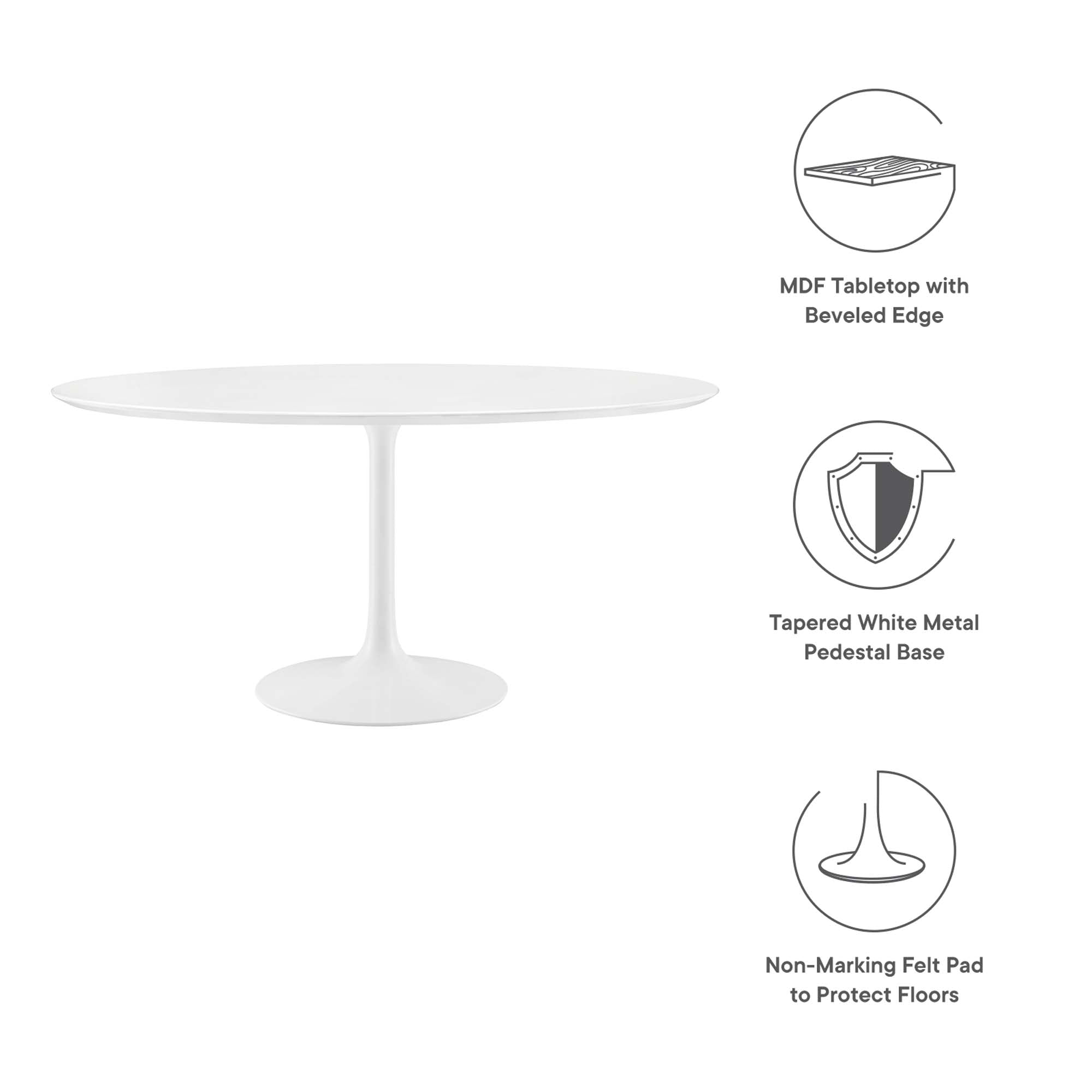 Lippa 60" Round Wood Dining Table, White