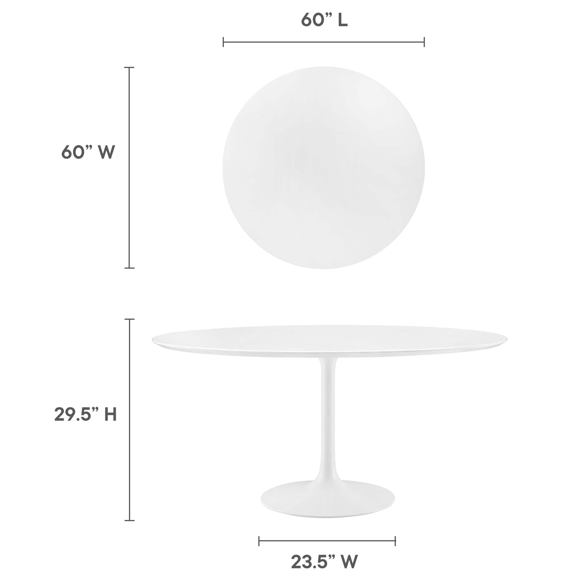 Lippa 60" Round Wood Dining Table, White