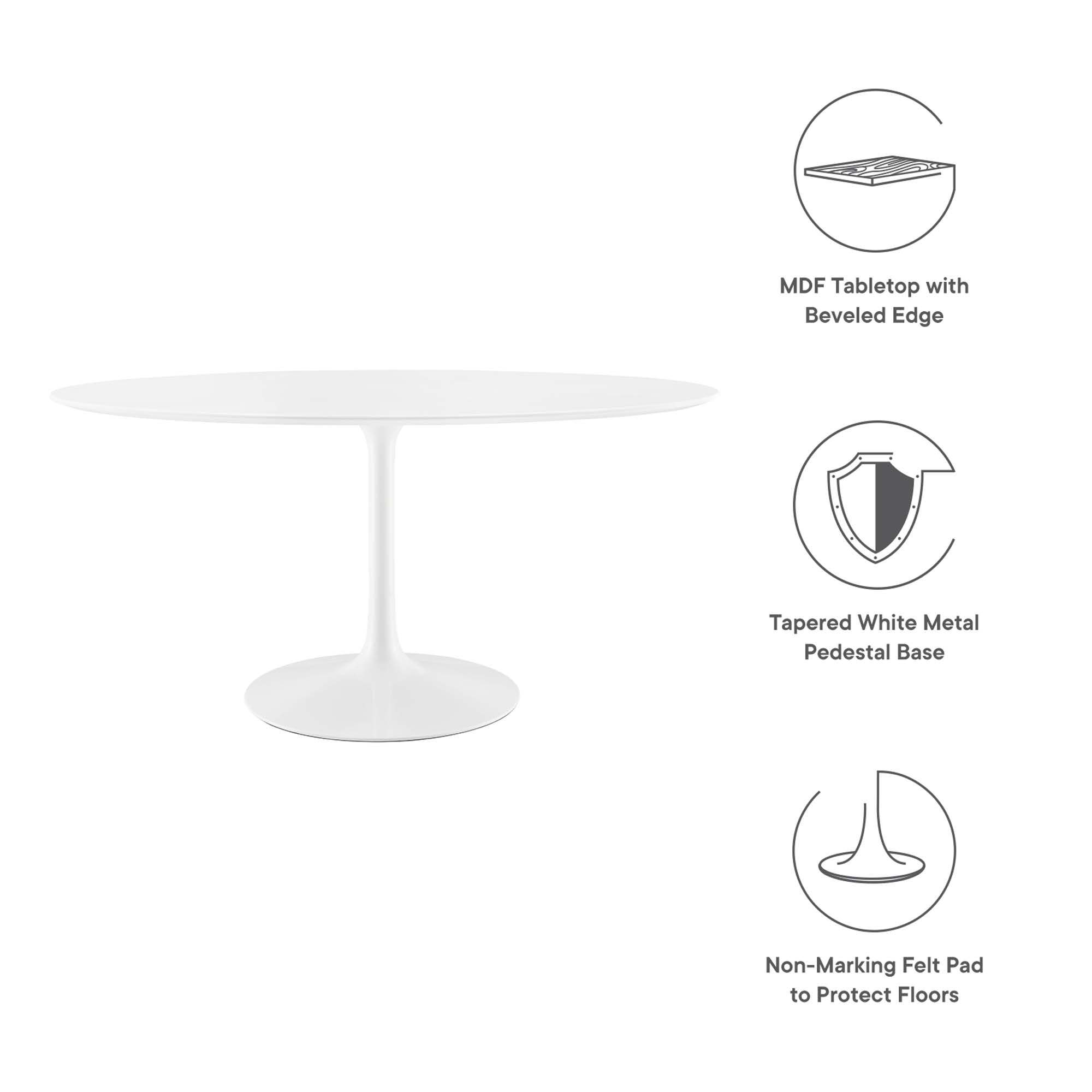Lippa 60" Oval Wood Dining Table, White