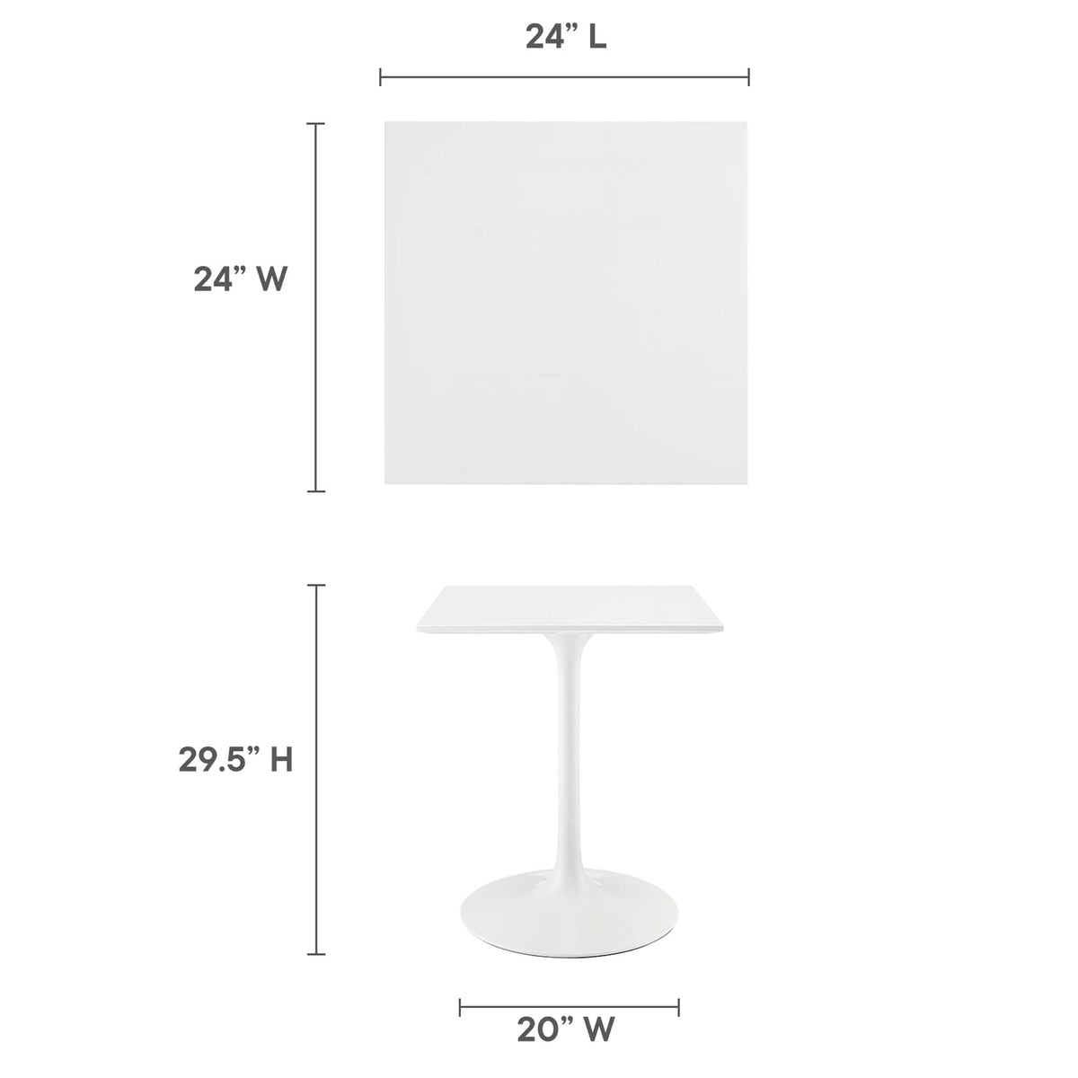 Lippa 24" Square Wood Dining Table, White