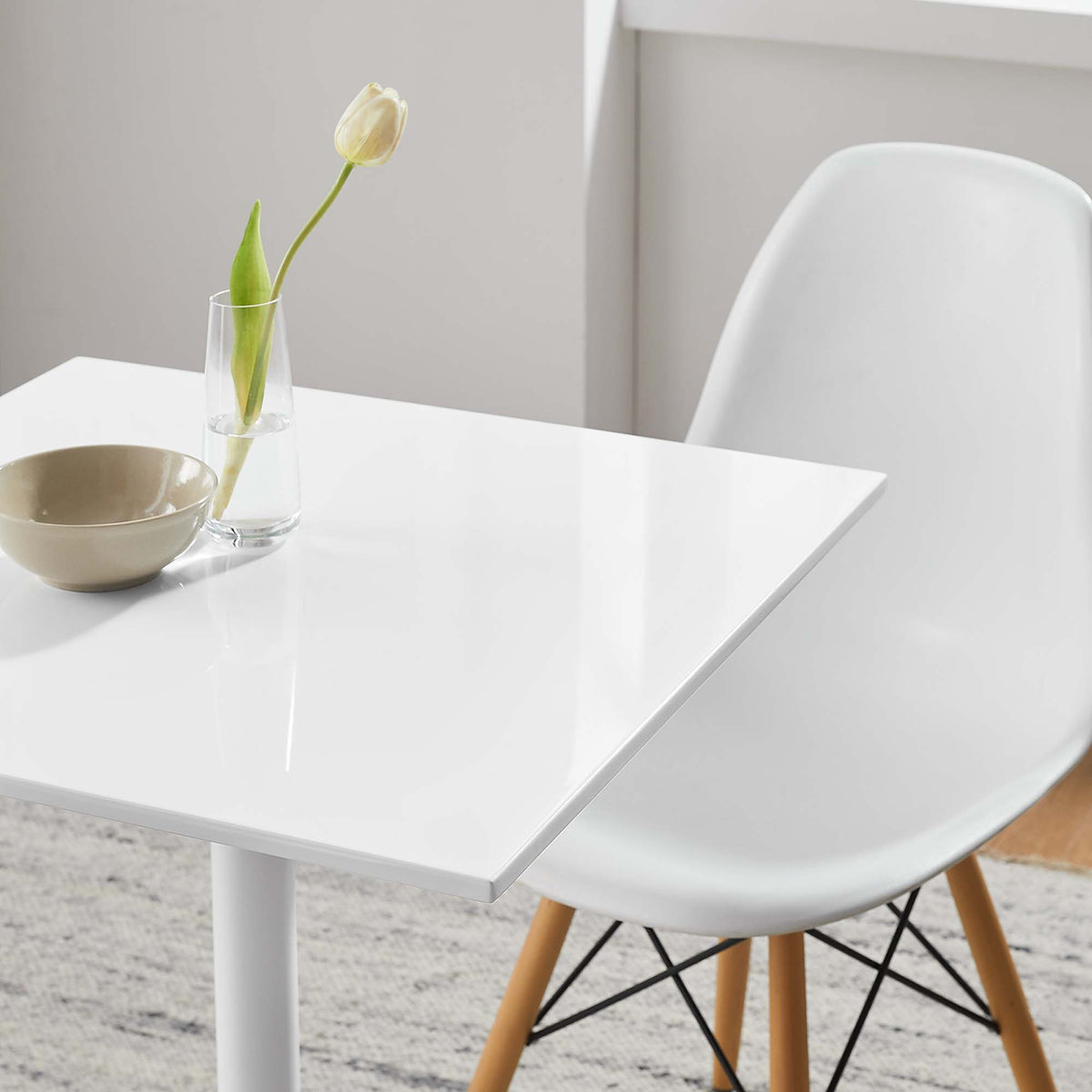 Lippa 24" Square Wood Dining Table, White