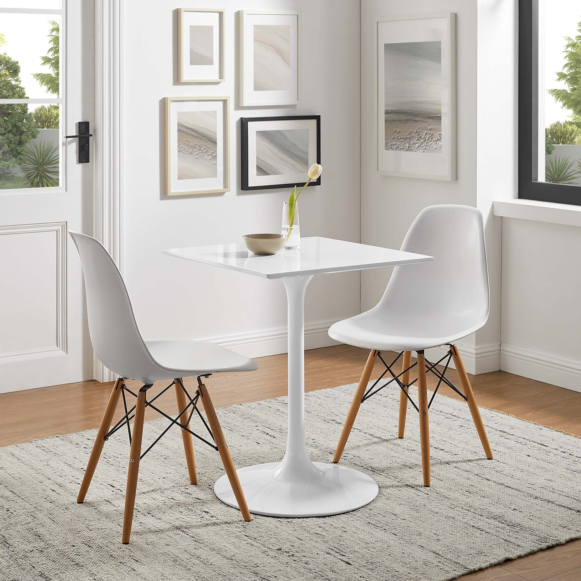 Lippa 24" Square Wood Dining Table, White