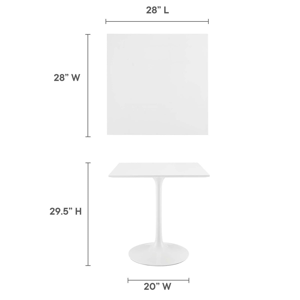 Lippa 28" Square Wood Dining Table, White