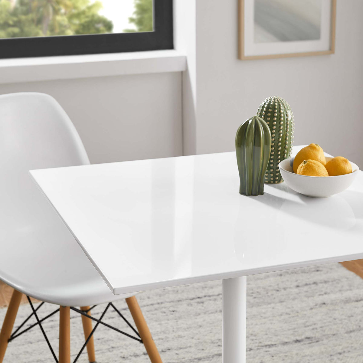 Lippa 28" Square Wood Dining Table, White