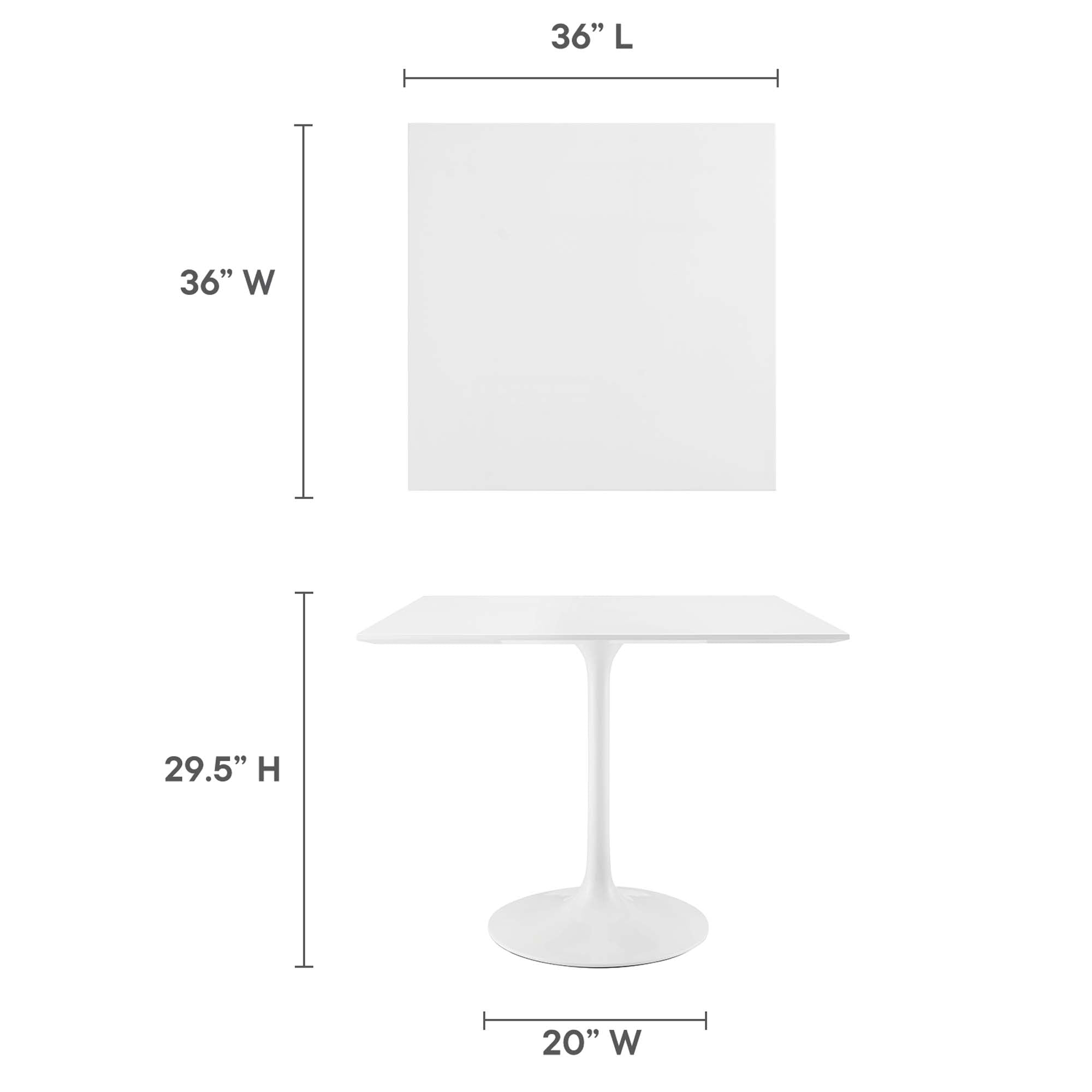 Lippa 36" Square Wood Dining Table, White