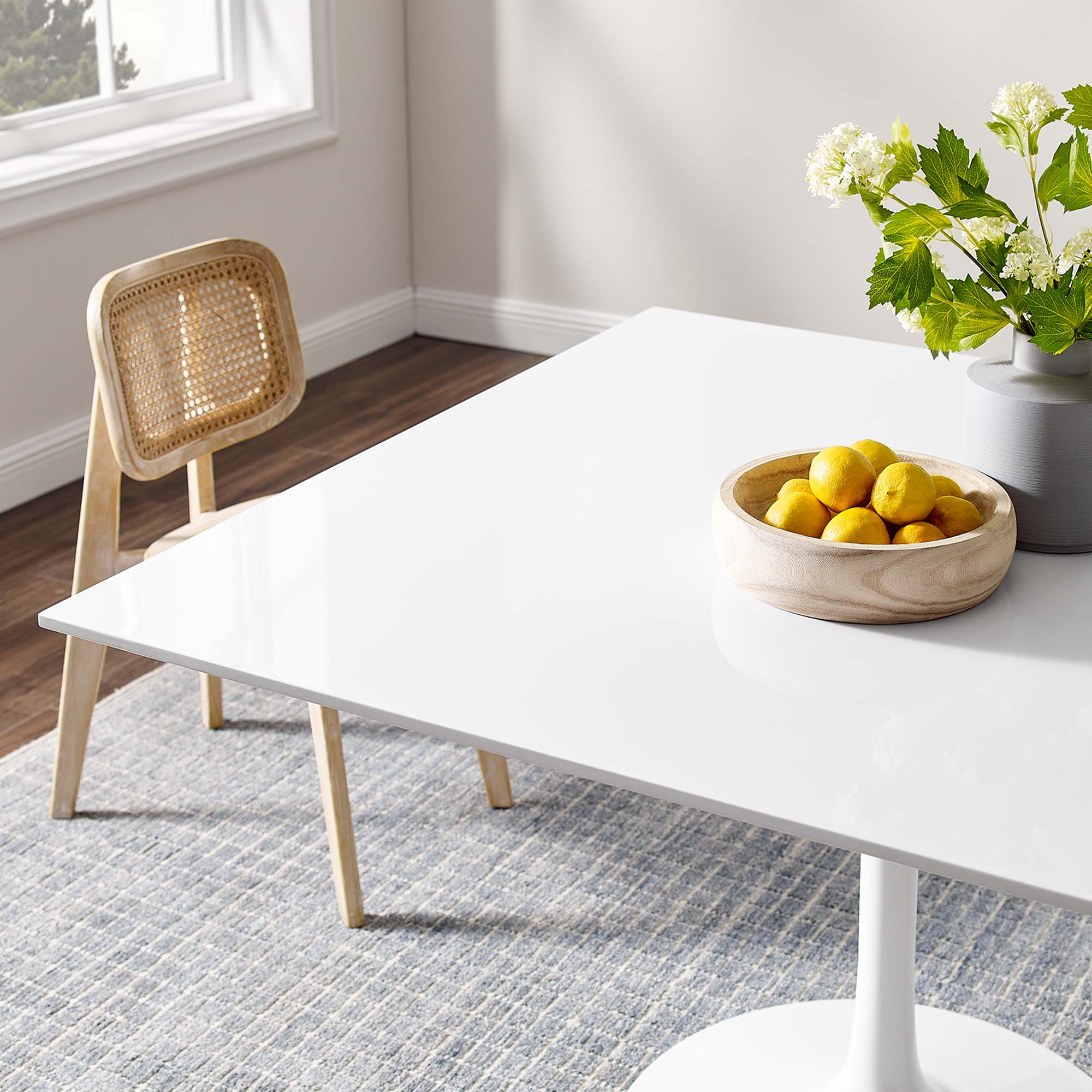 Lippa 48" Square Wood Dining Table, White