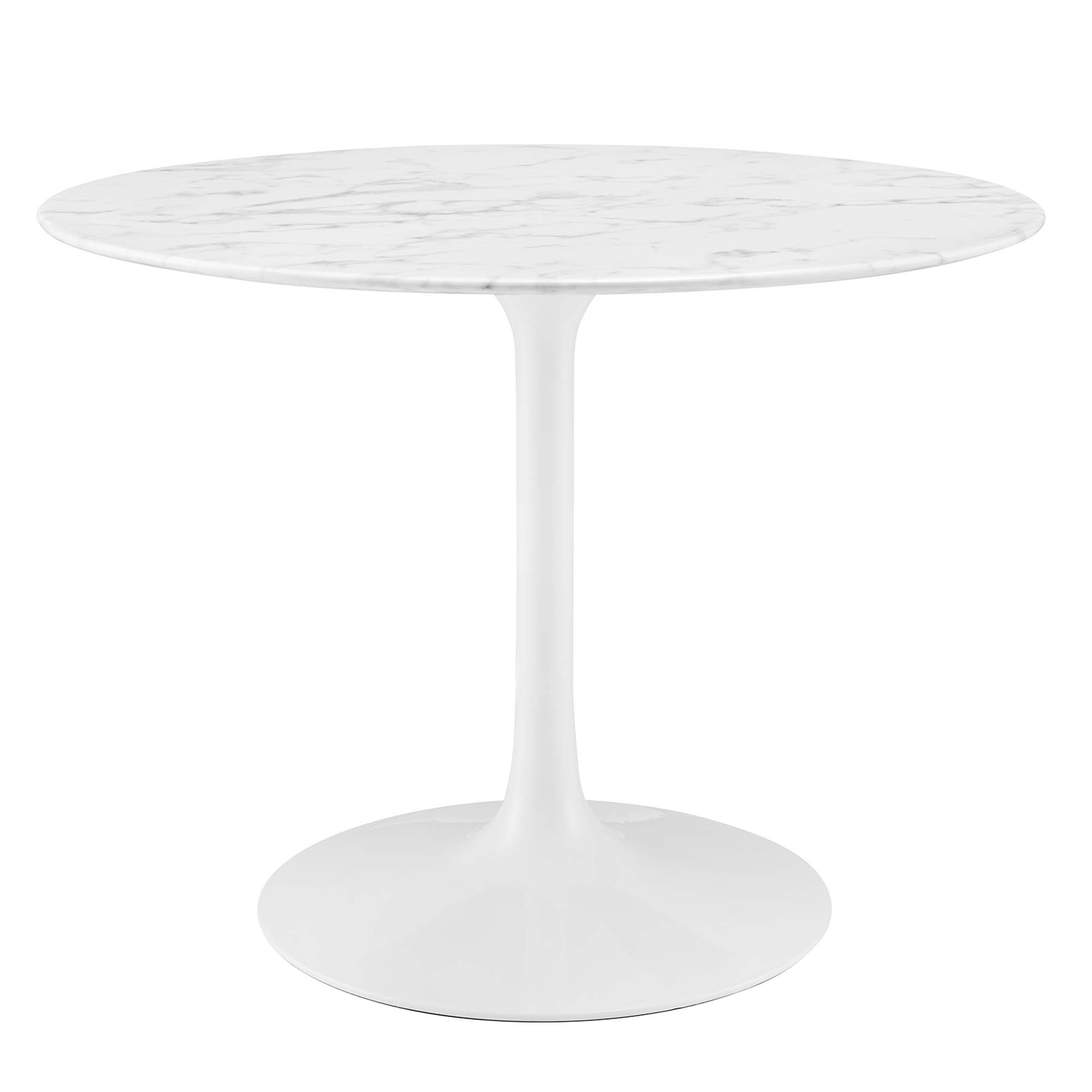 Lippa 40" Round Faux Marble Dining Table, White