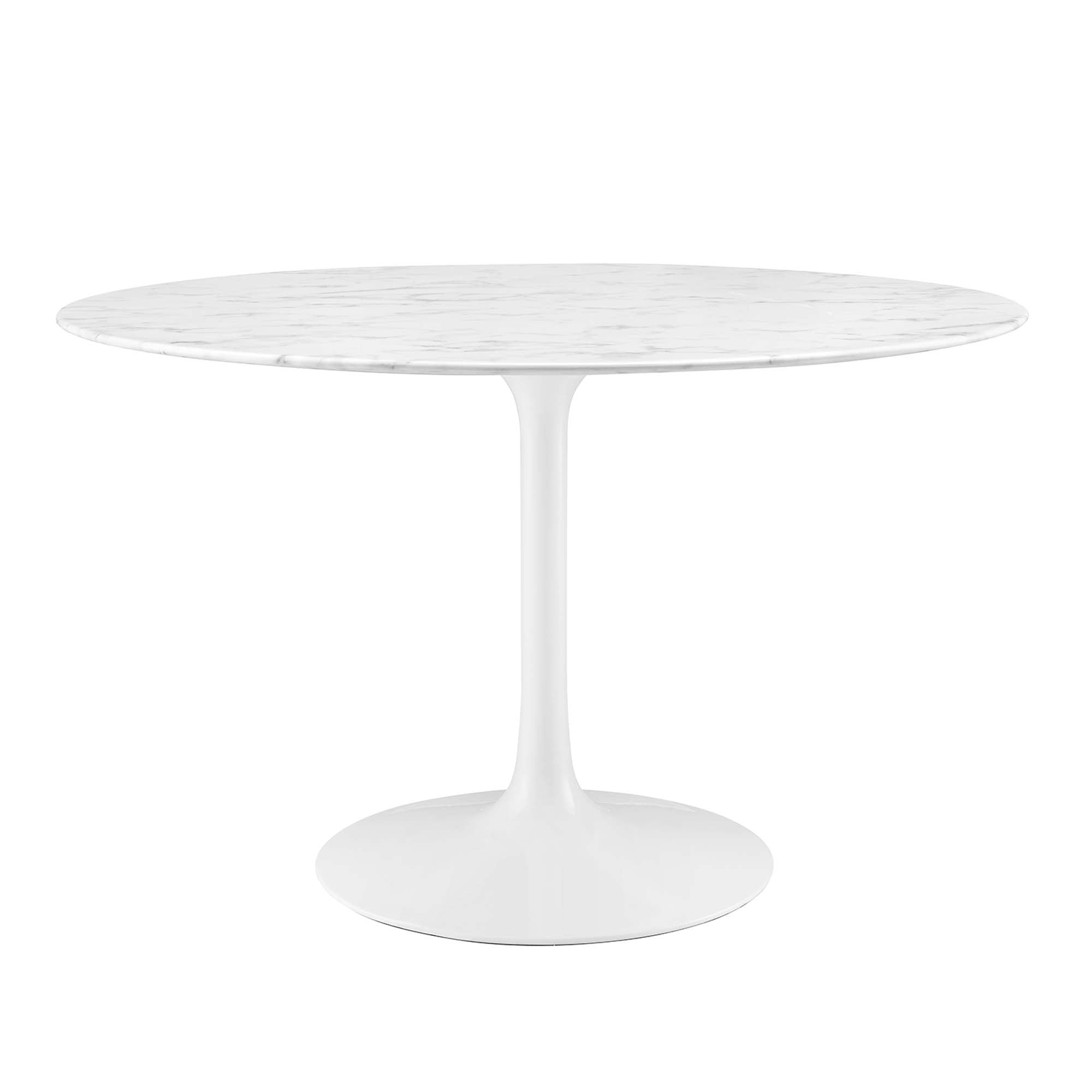 Lippa 48" Round Faux Marble Dining Table, White
