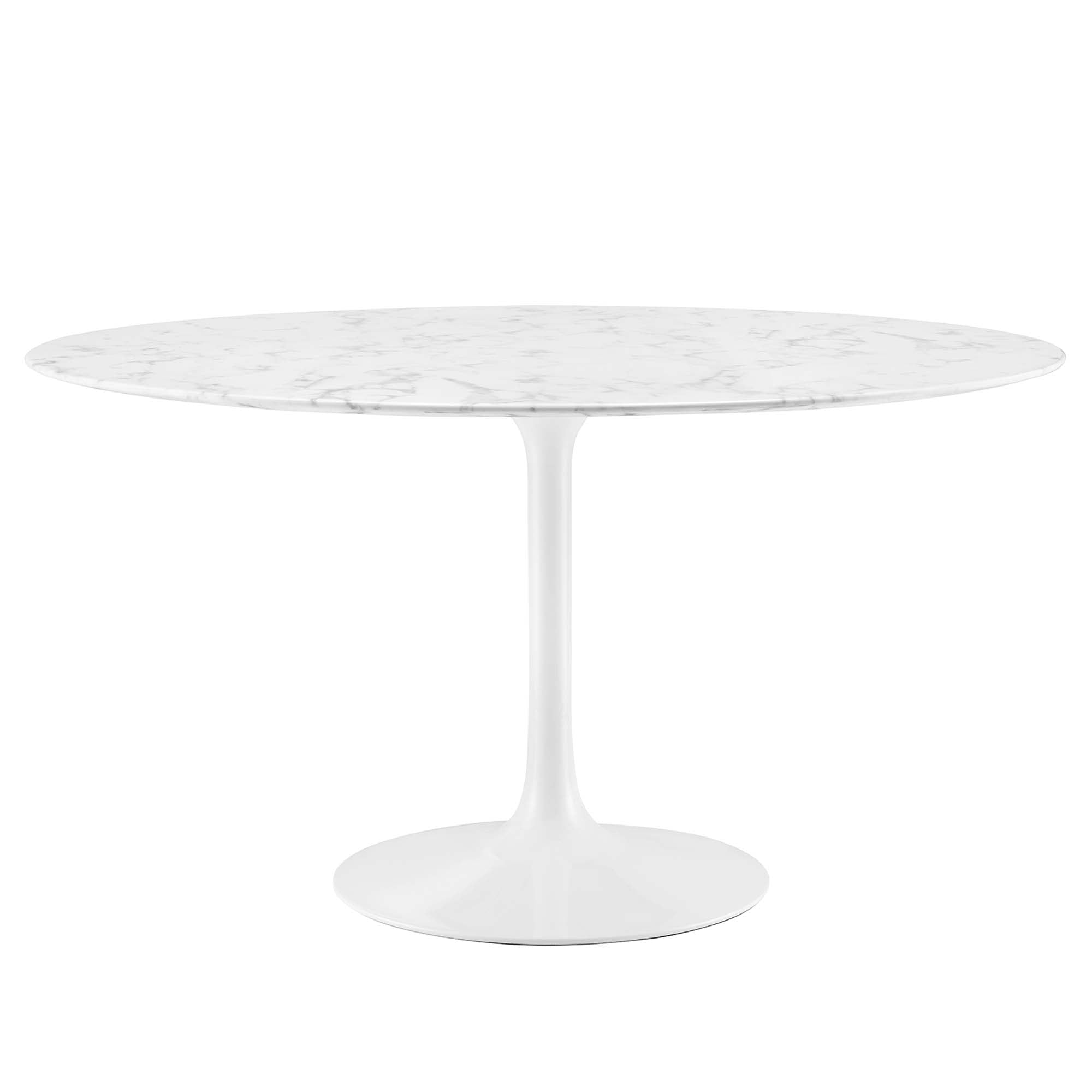 Lippa 54" Round Faux Marble Dining Table, White