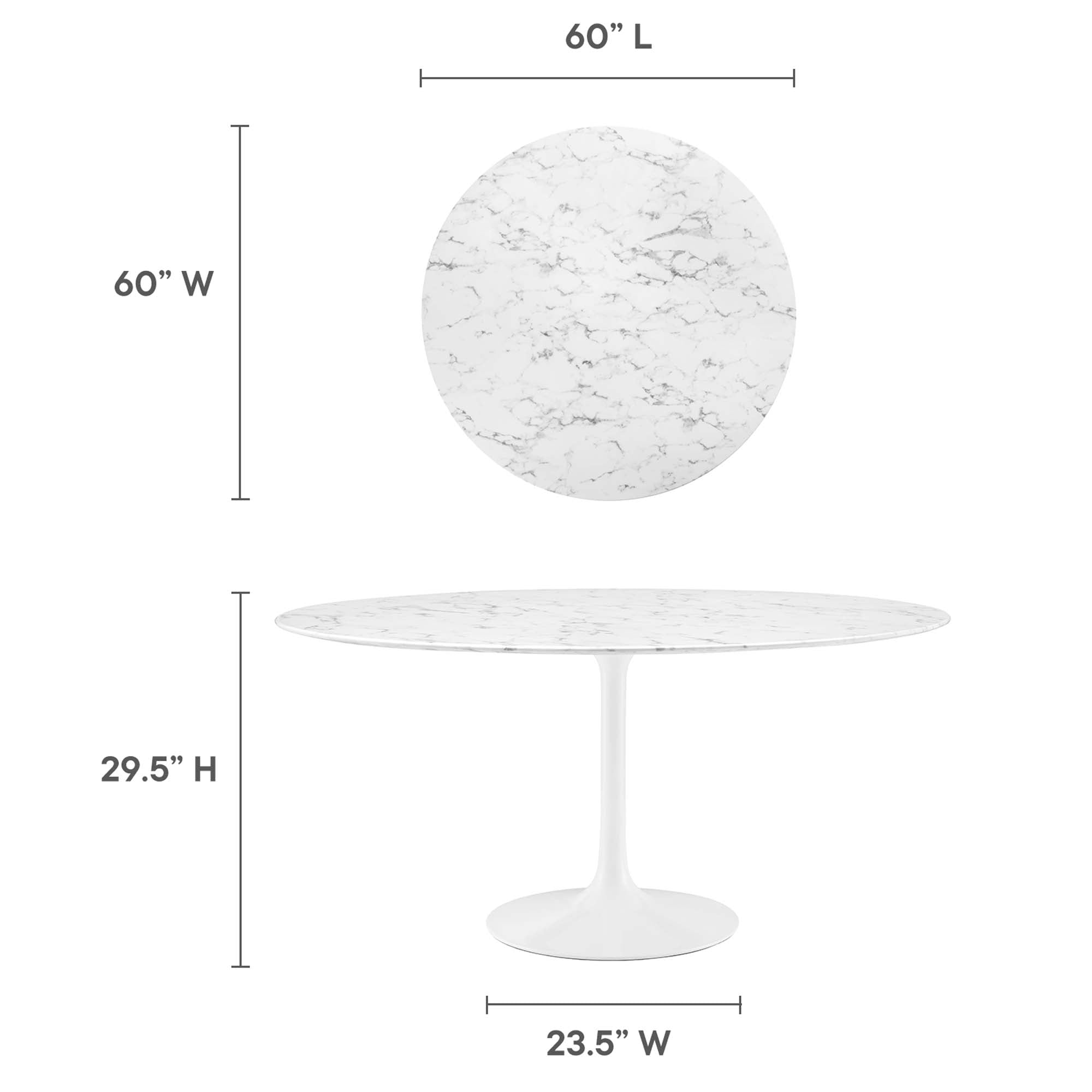 Lippa 60" Round Faux Marble Dining Table, White