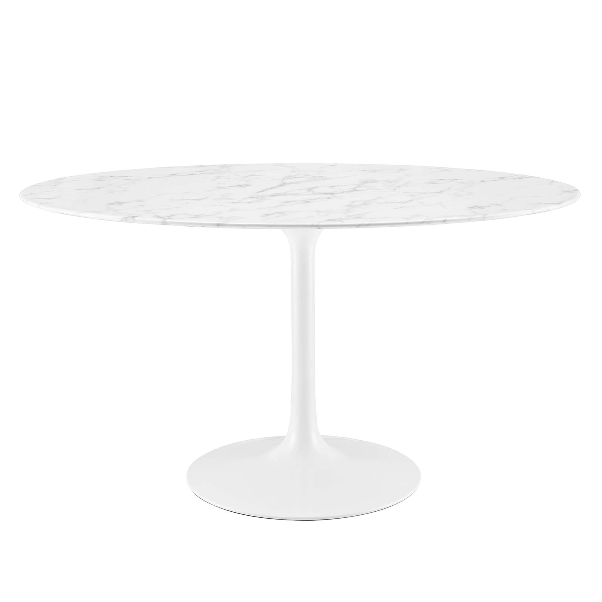 Lippa 54" Oval Faux Marble Dining Table, White