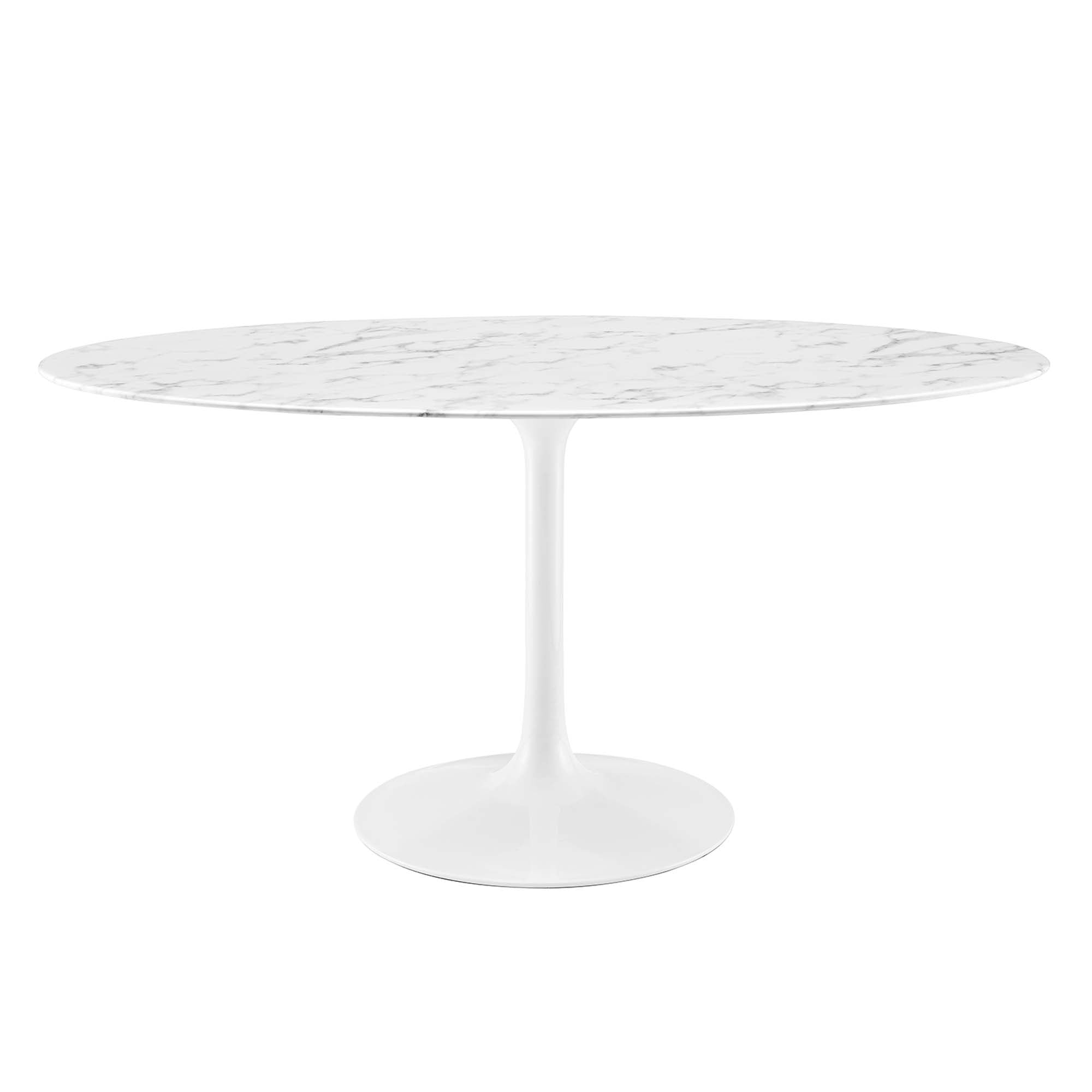 Lippa 60" Oval Faux Marble Dining Table, White