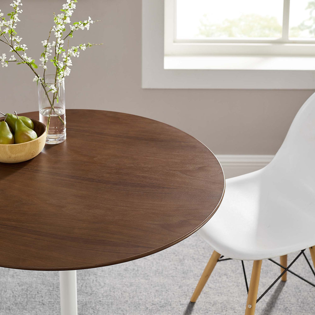 Lippa 36" Round Wood Dining Table, Walnut