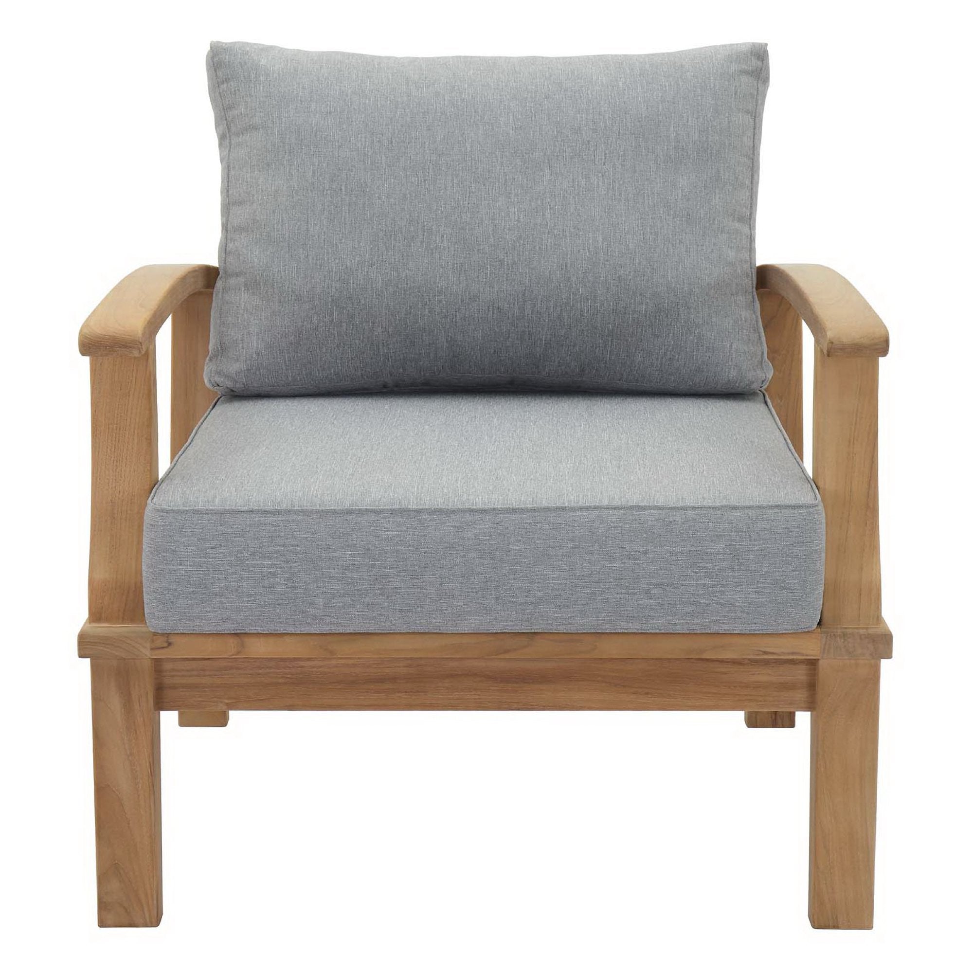 Marina Outdoor Patio Teak Armchair, Natural Gray