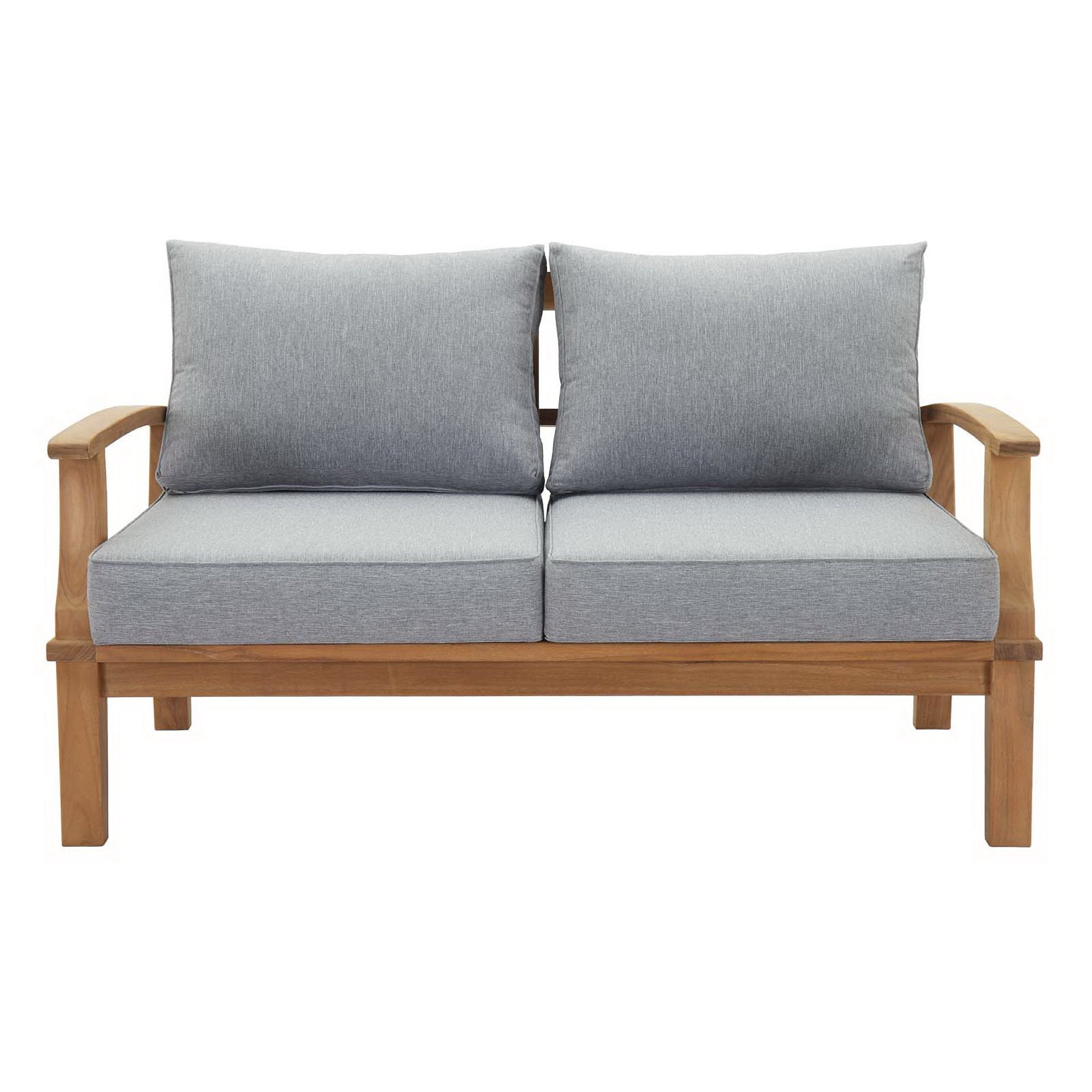 Marina Outdoor Patio Teak Loveseat, Natural Gray