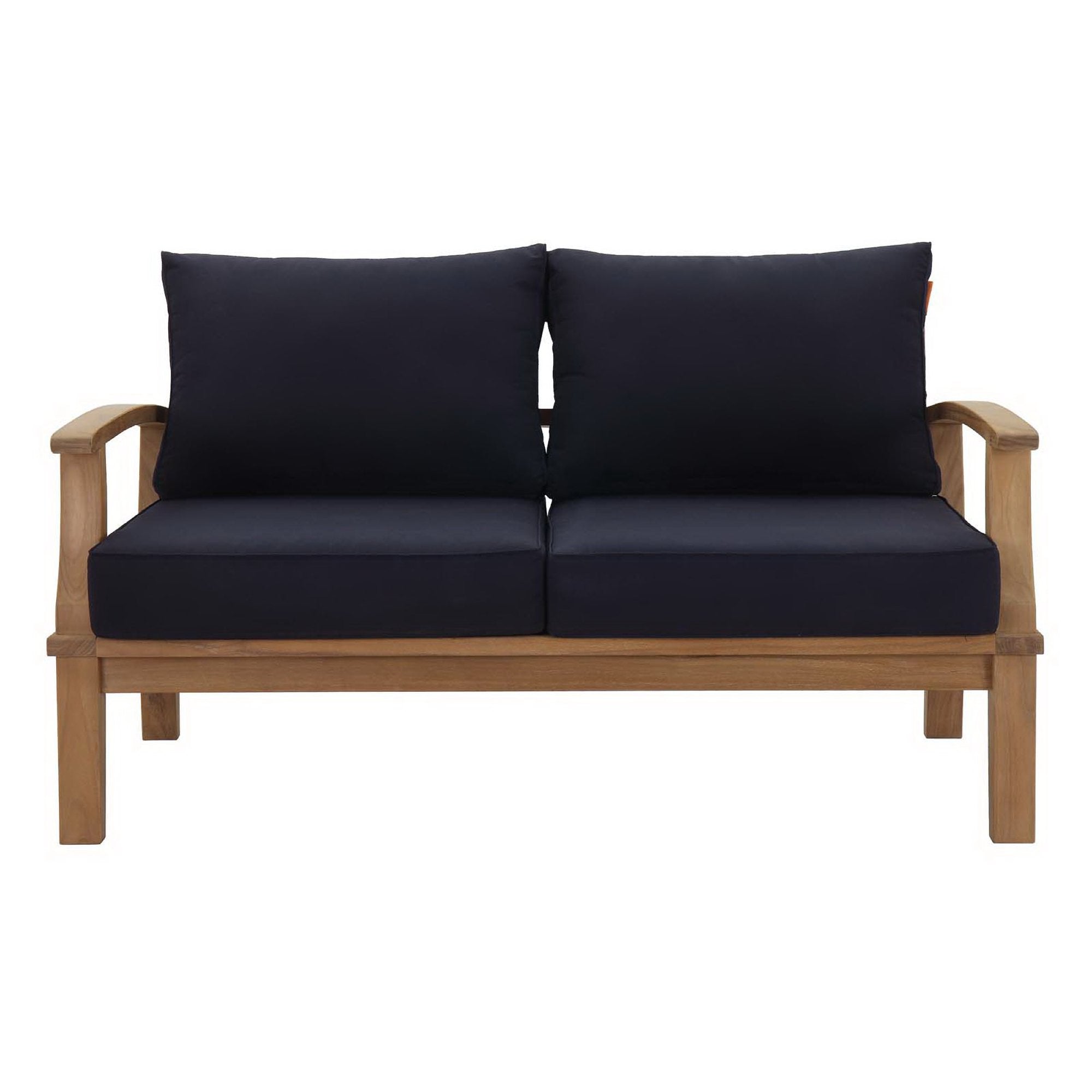 Marina Outdoor Patio Teak Loveseat, Natural Navy