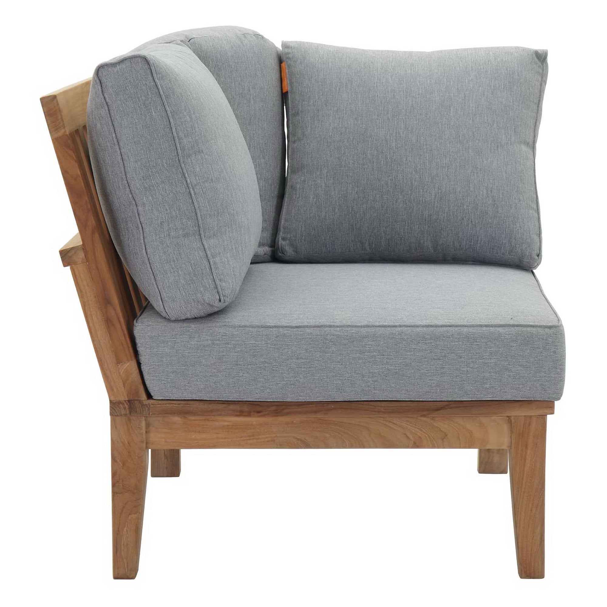 Marina Outdoor Patio Teak Corner Sofa, Natural Gray