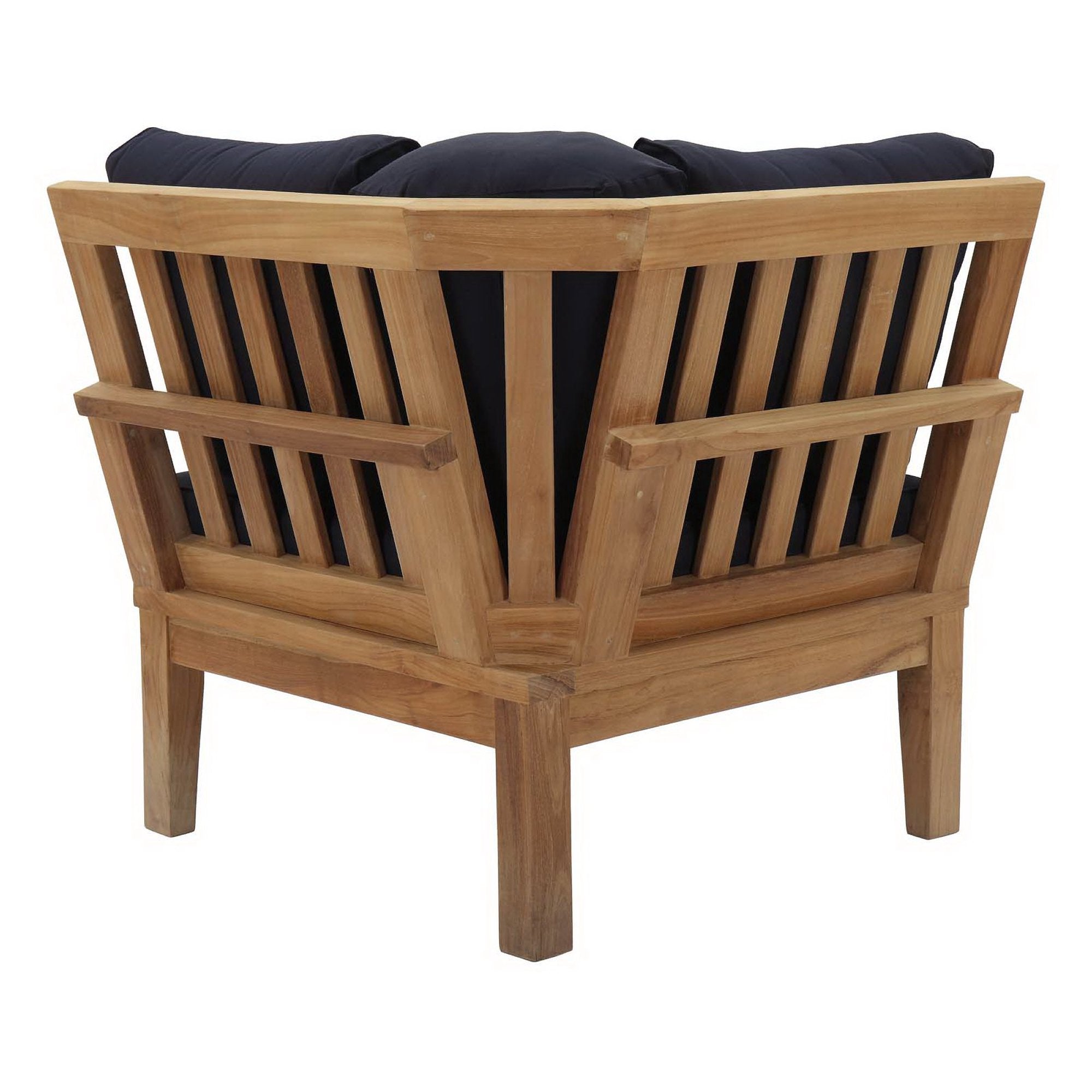 Marina Outdoor Patio Teak Corner Sofa, Natural Navy