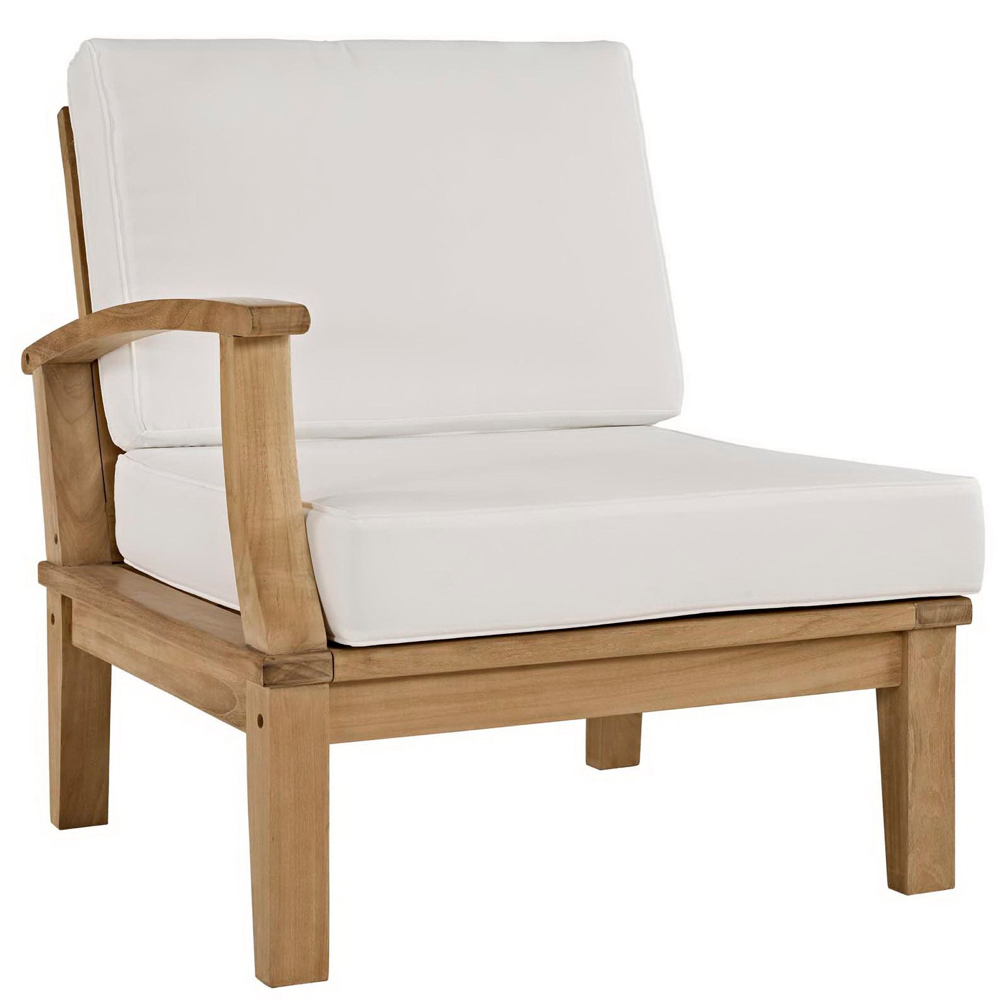 Marina Outdoor Patio Teak Left-Facing Sofa, Natural White