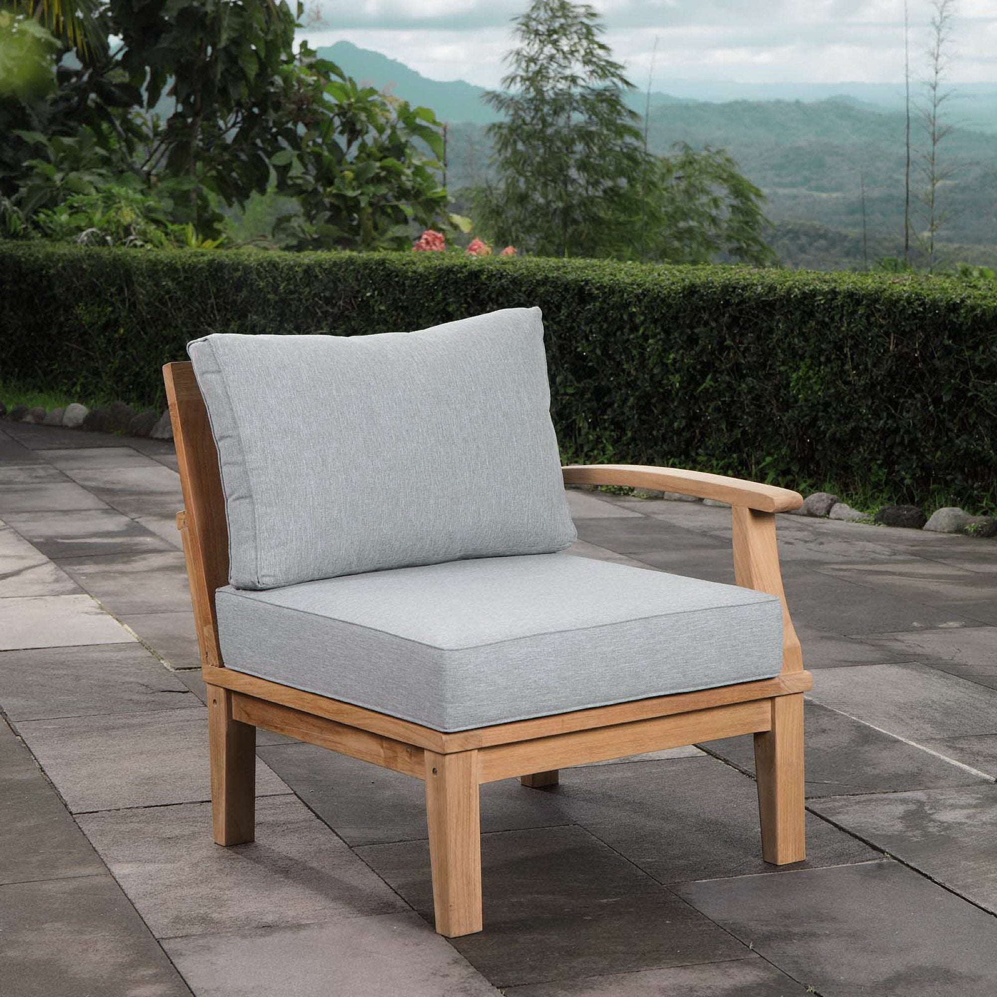 Marina Outdoor Patio Teak Right-Facing Sofa, Natural Gray