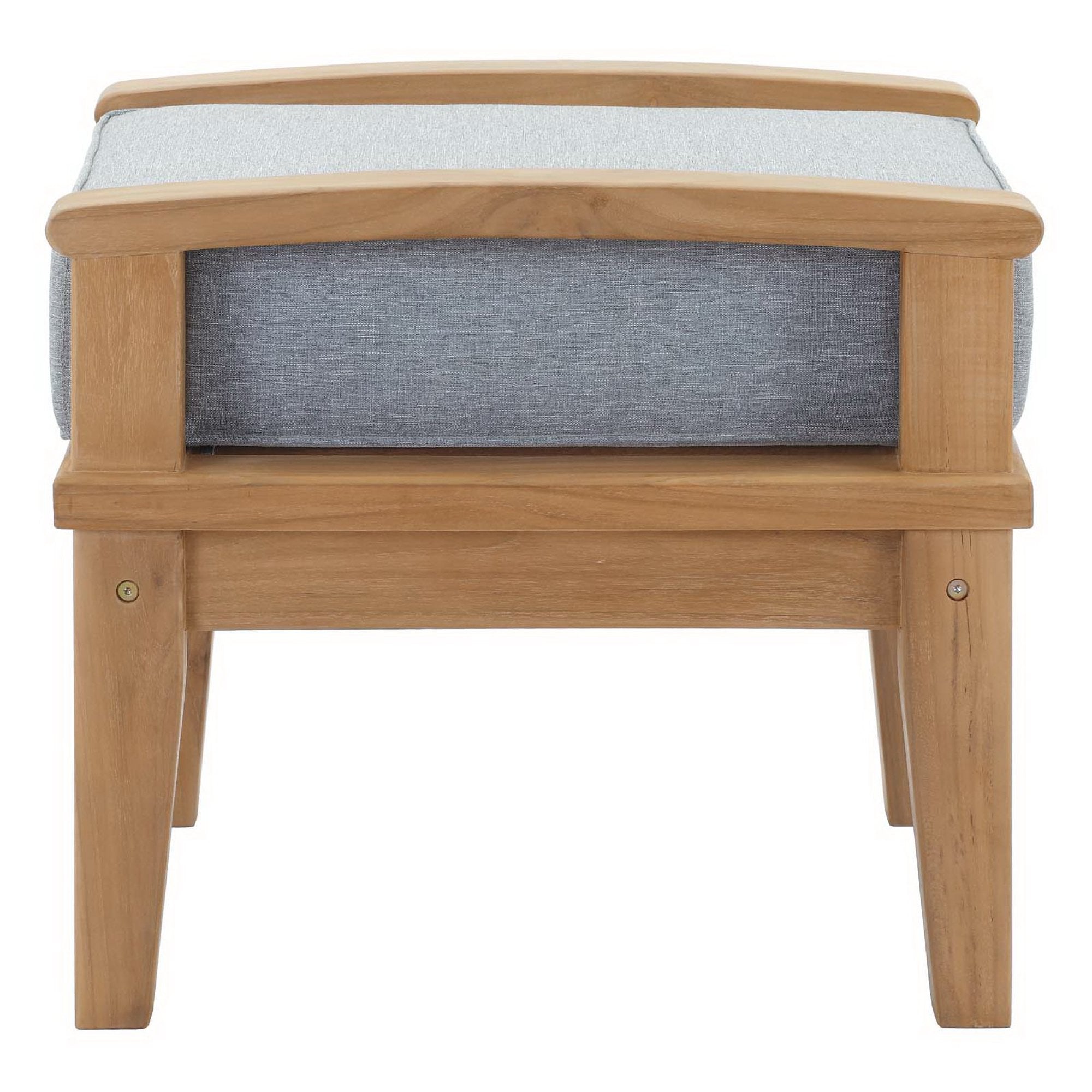 Marina Outdoor Patio Teak Ottoman, Natural Gray