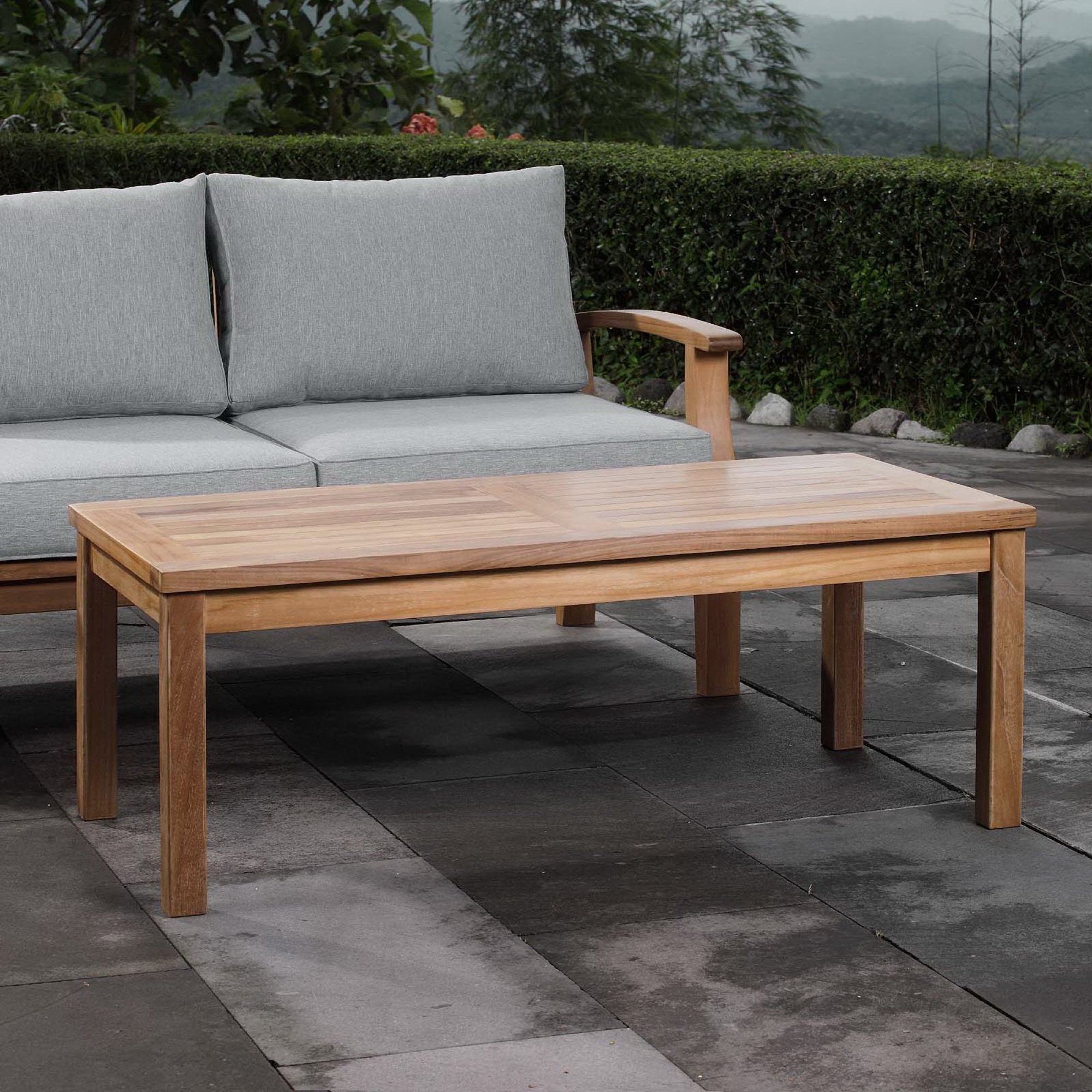 Marina Outdoor Patio Teak Rectangle Coffee Table, Natural