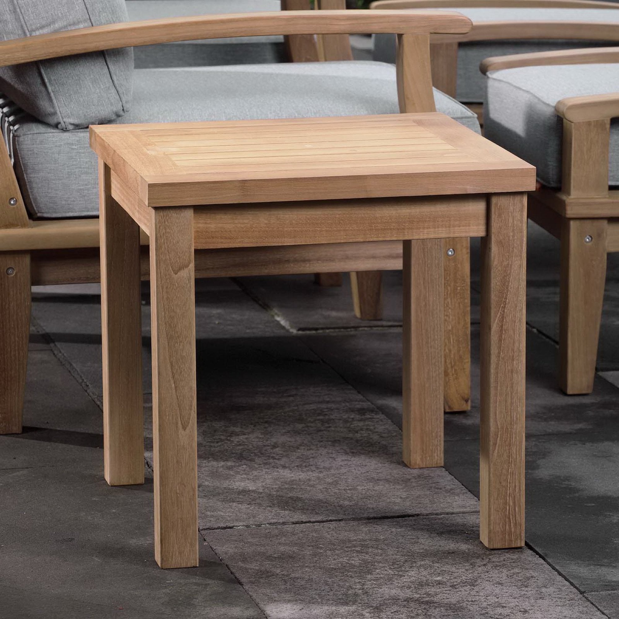 Marina Outdoor Patio Teak Side Table, Natural