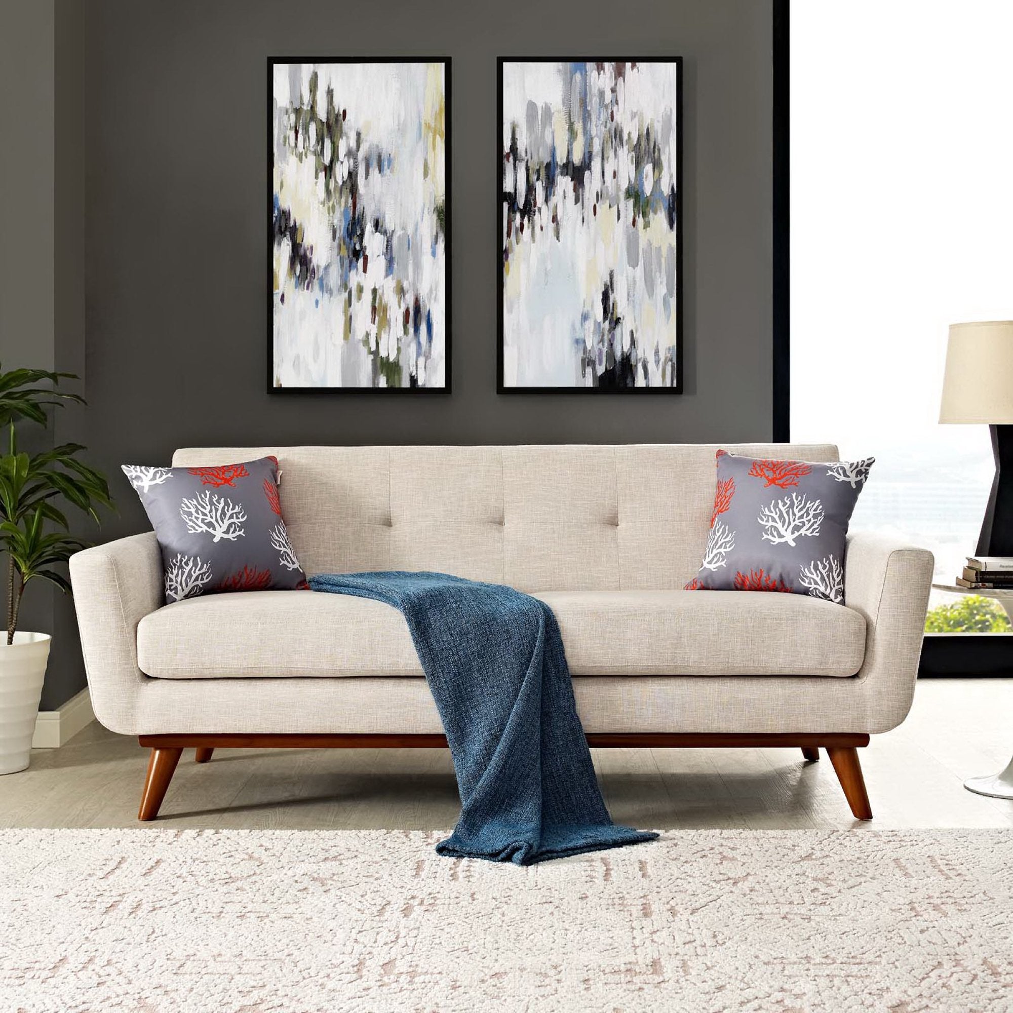 Engage Upholstered Fabric Loveseat, Beige