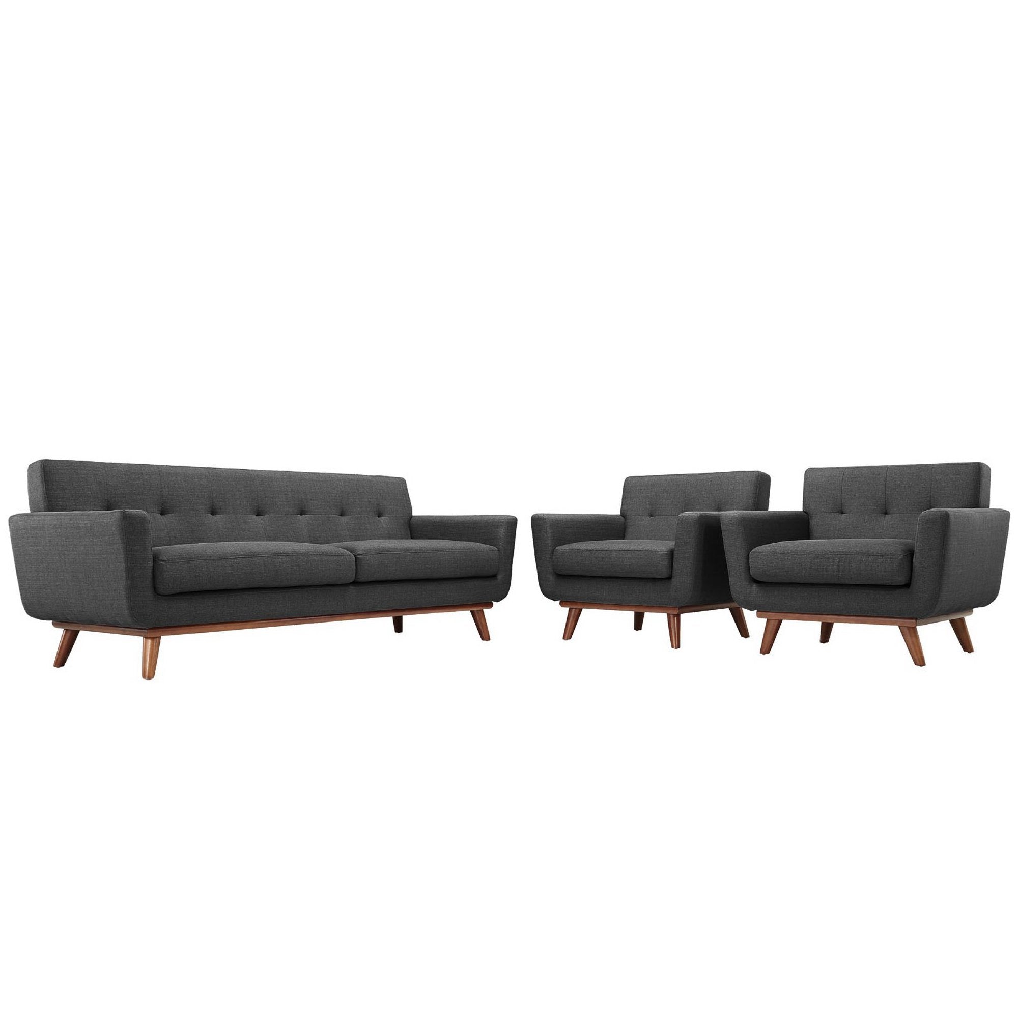 Engage Armchairs and Sofa Set of 3, Gray