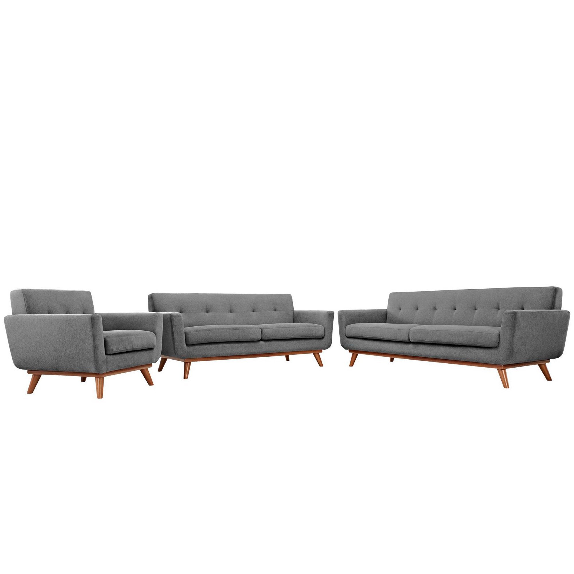 Engage Sofa Loveseat and Armchair Set of 3, Expectation Gray
