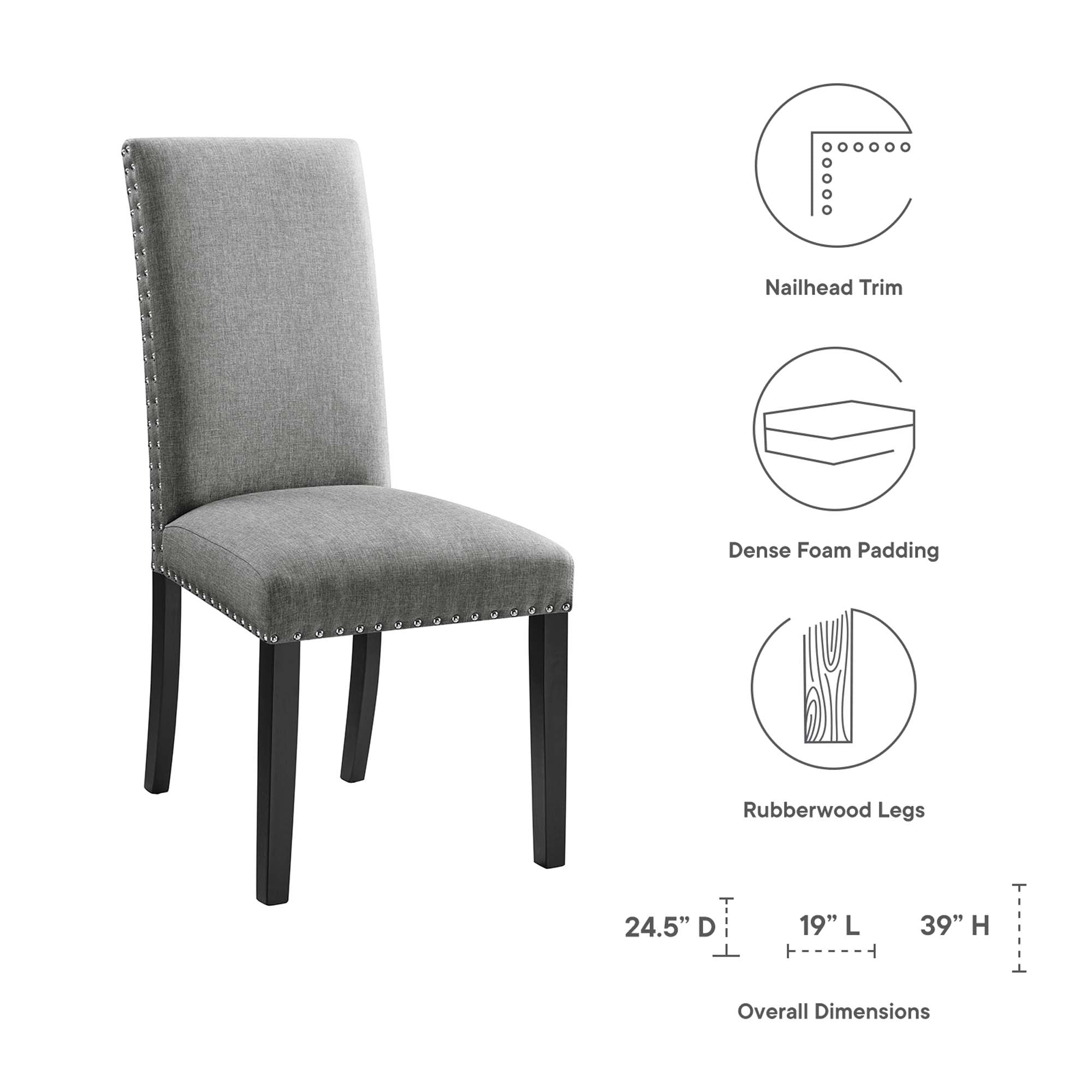 Parcel Dining Upholstered Fabric Side Chair, Light Gray