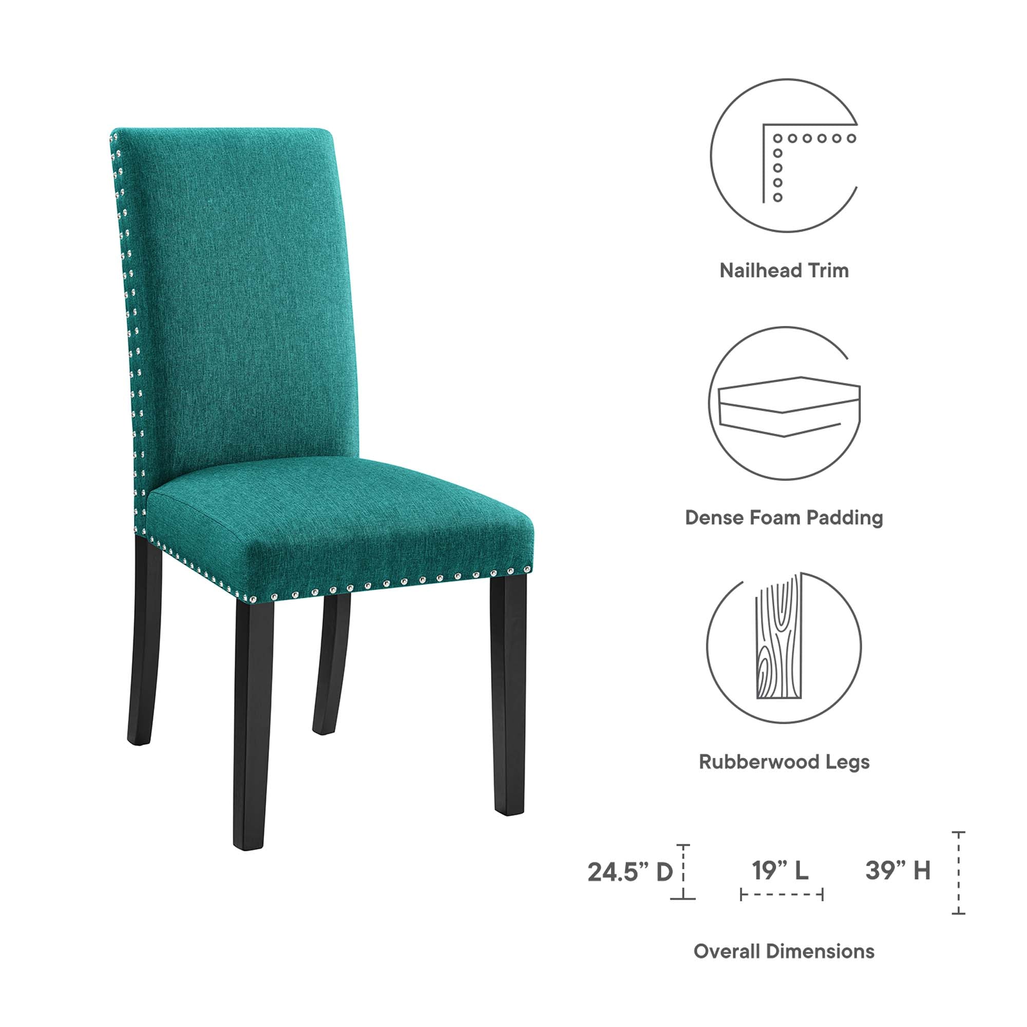 Parcel Dining Upholstered Fabric Side Chair, Teal